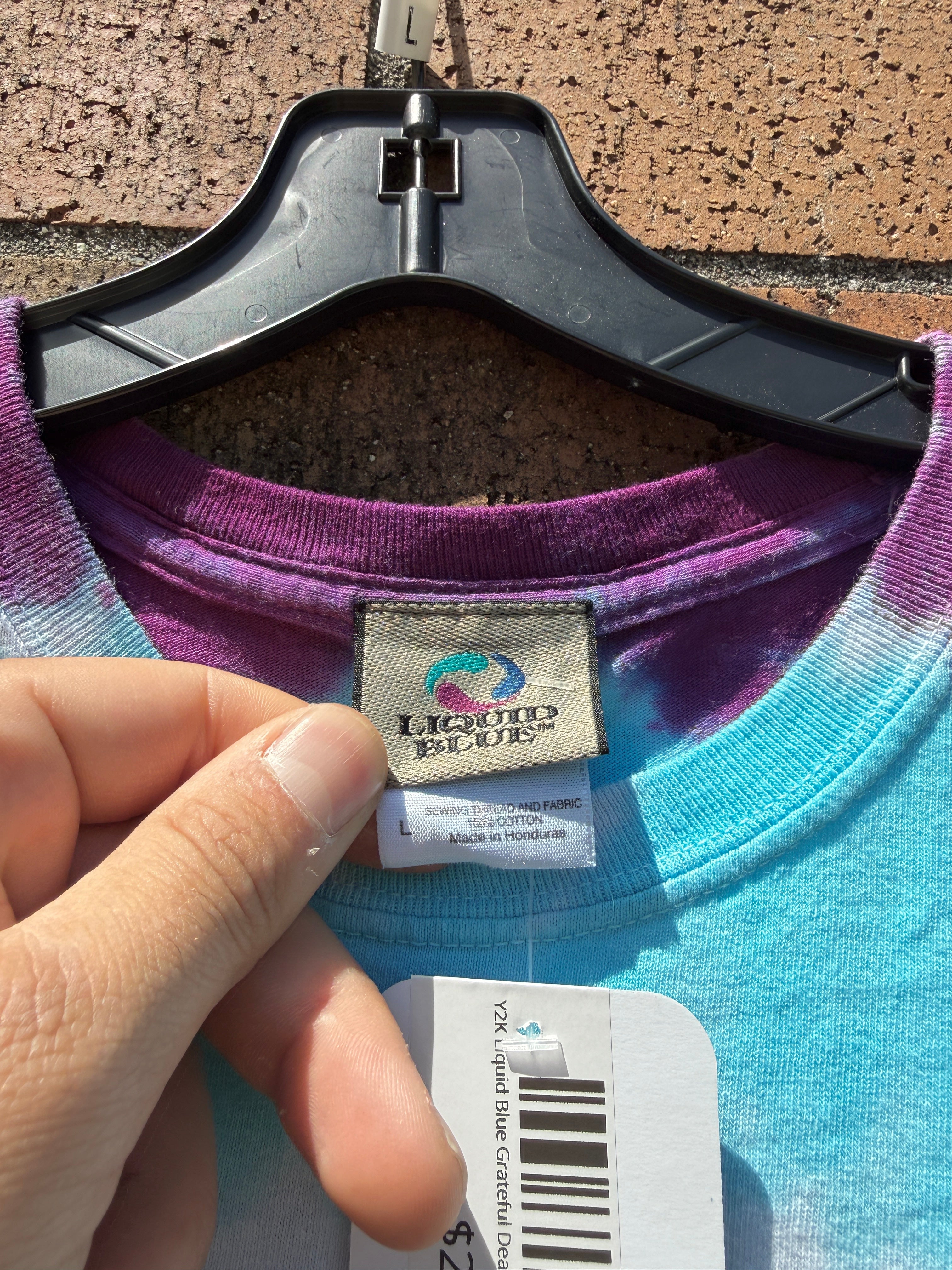 Y2K Liquid Blue Grateful Dead Skeleton Dealer Tie Dye Tee Size L