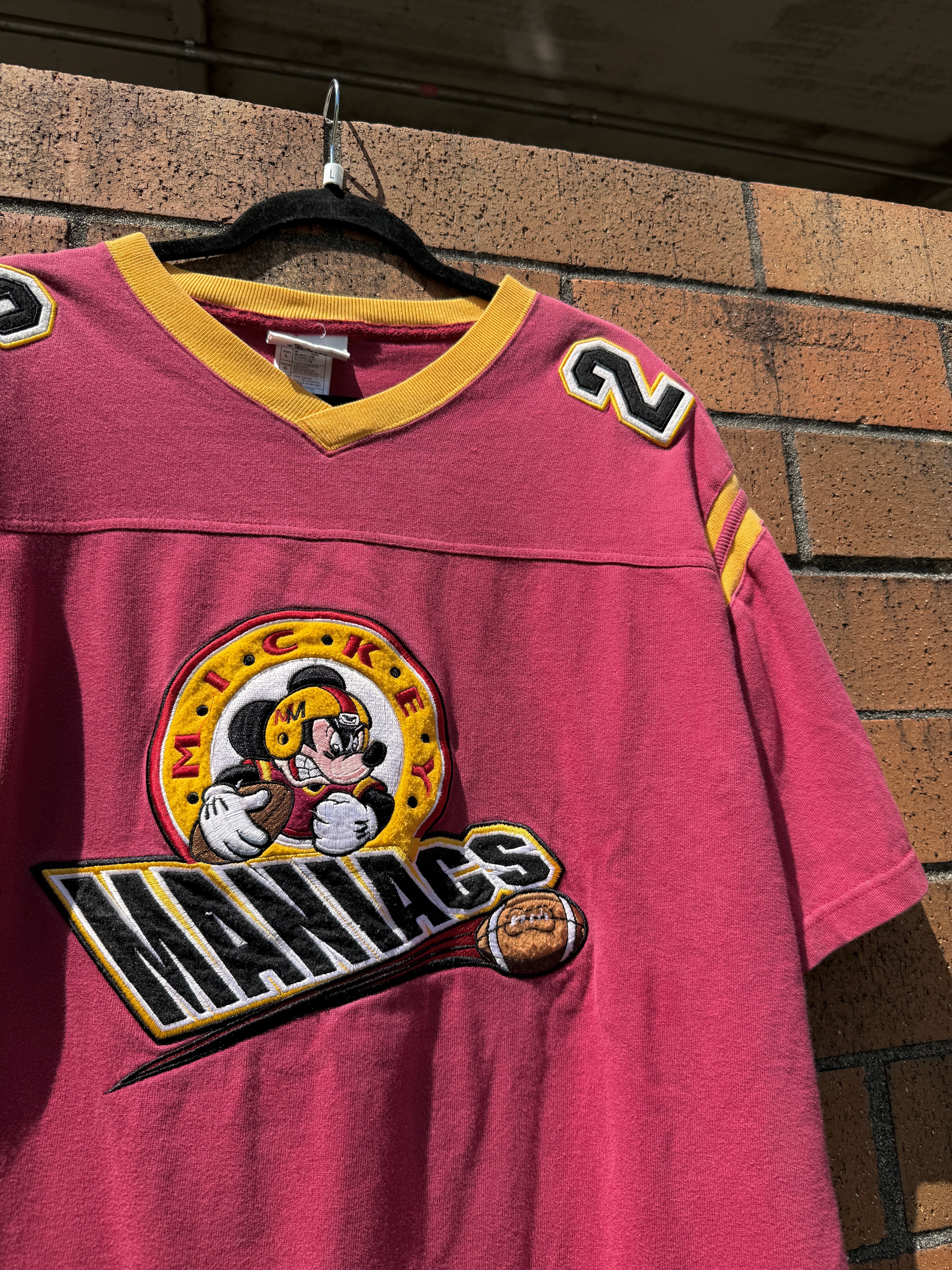 Y2K Mickey Mouse Manics Football Jersey Size L