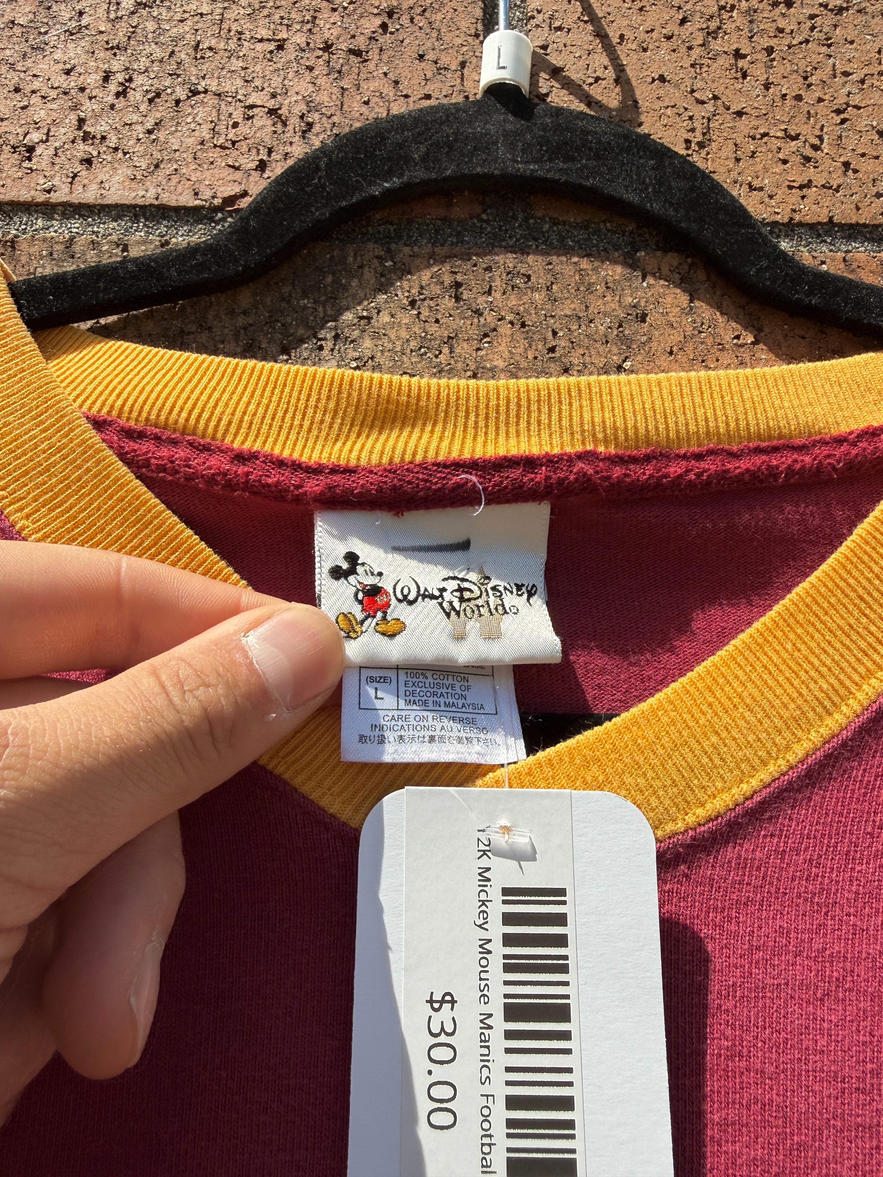 Y2K Mickey Mouse Manics Football Jersey Size L