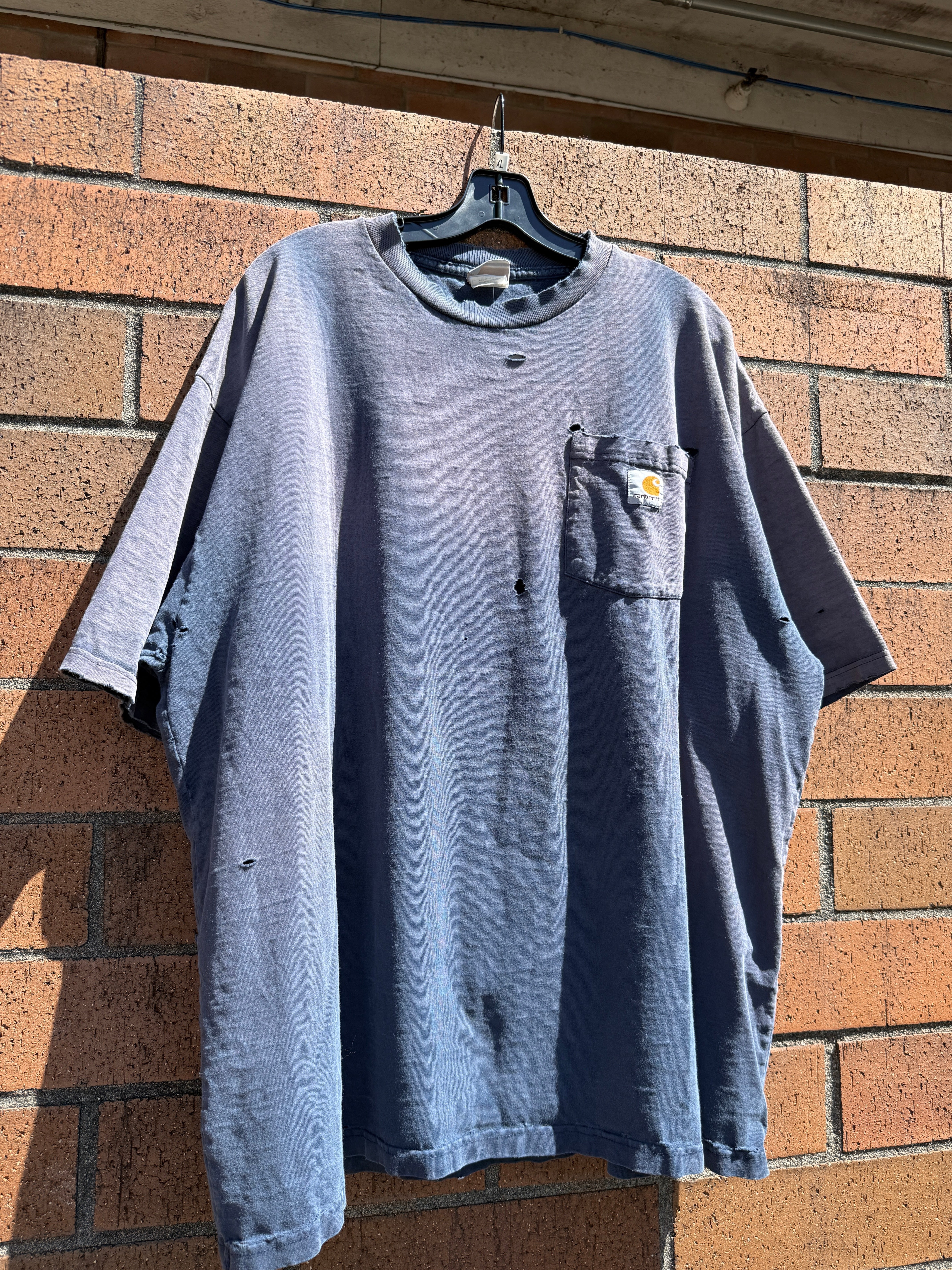 Y2K Carhartt Faded Navy Blue Pocket Tee Size XL