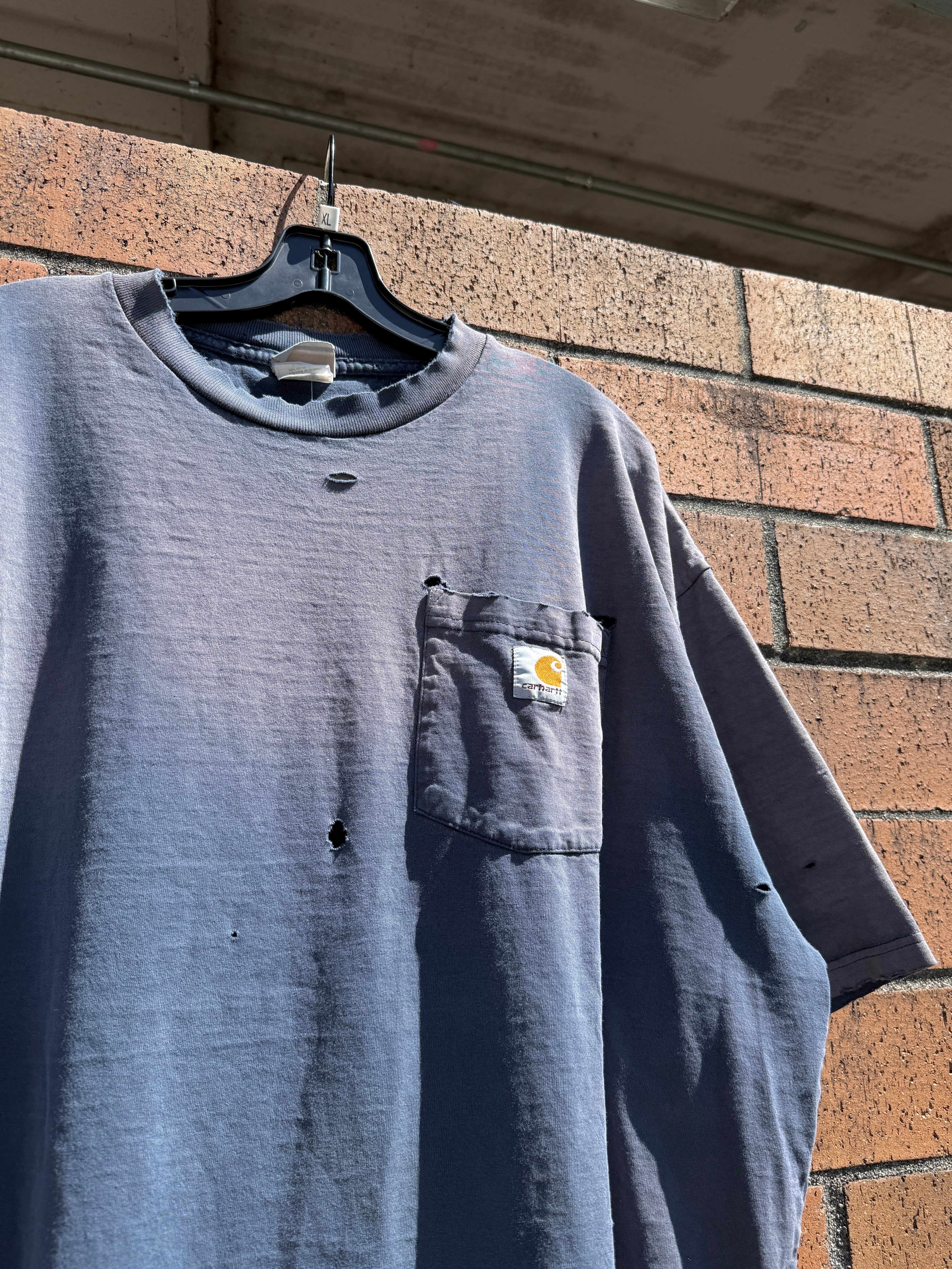 Y2K Carhartt Faded Navy Blue Pocket Tee Size XL