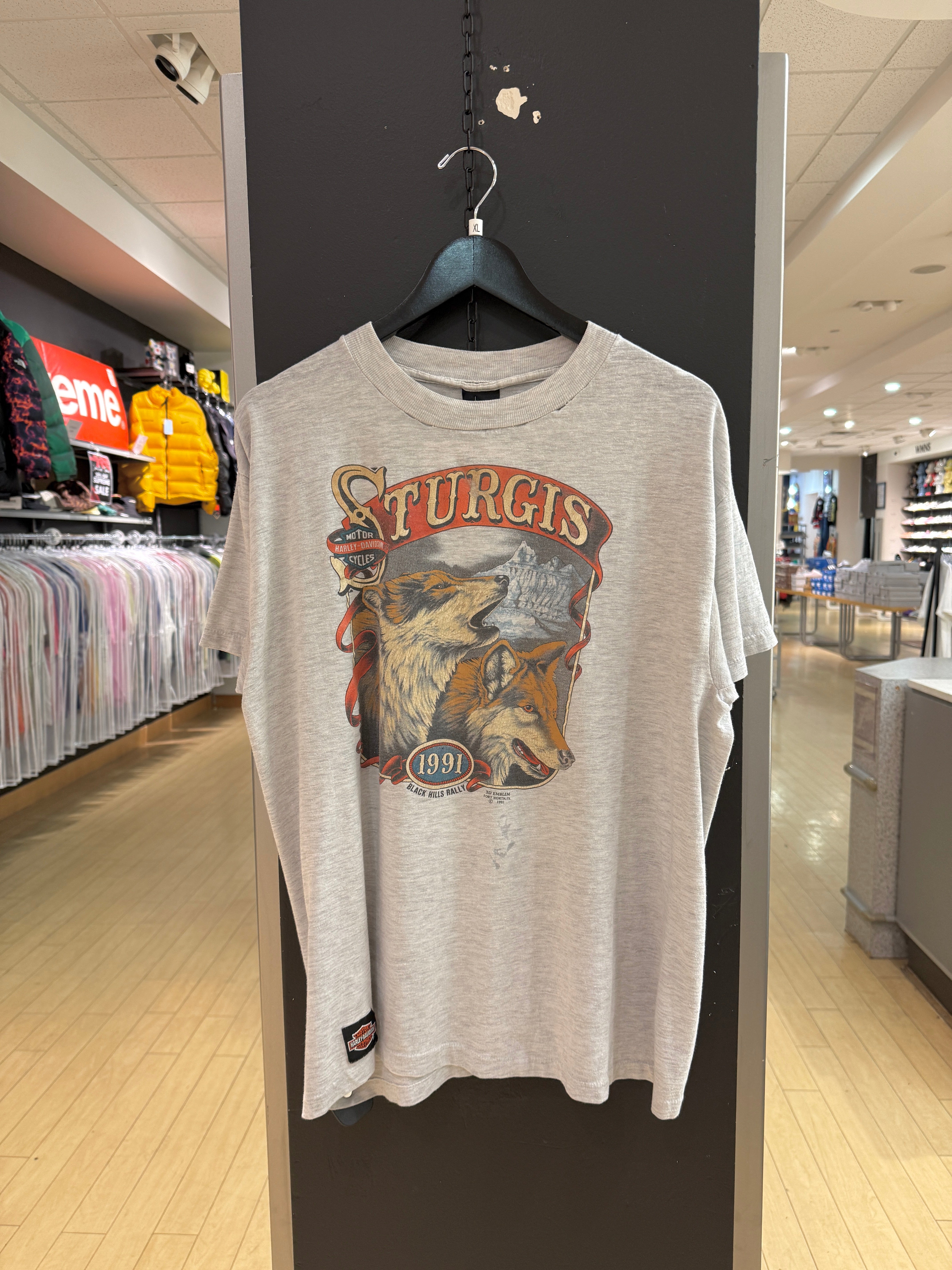 1991 3D Emblem Harley Davidson Sturgis Rally Tee Sz XL