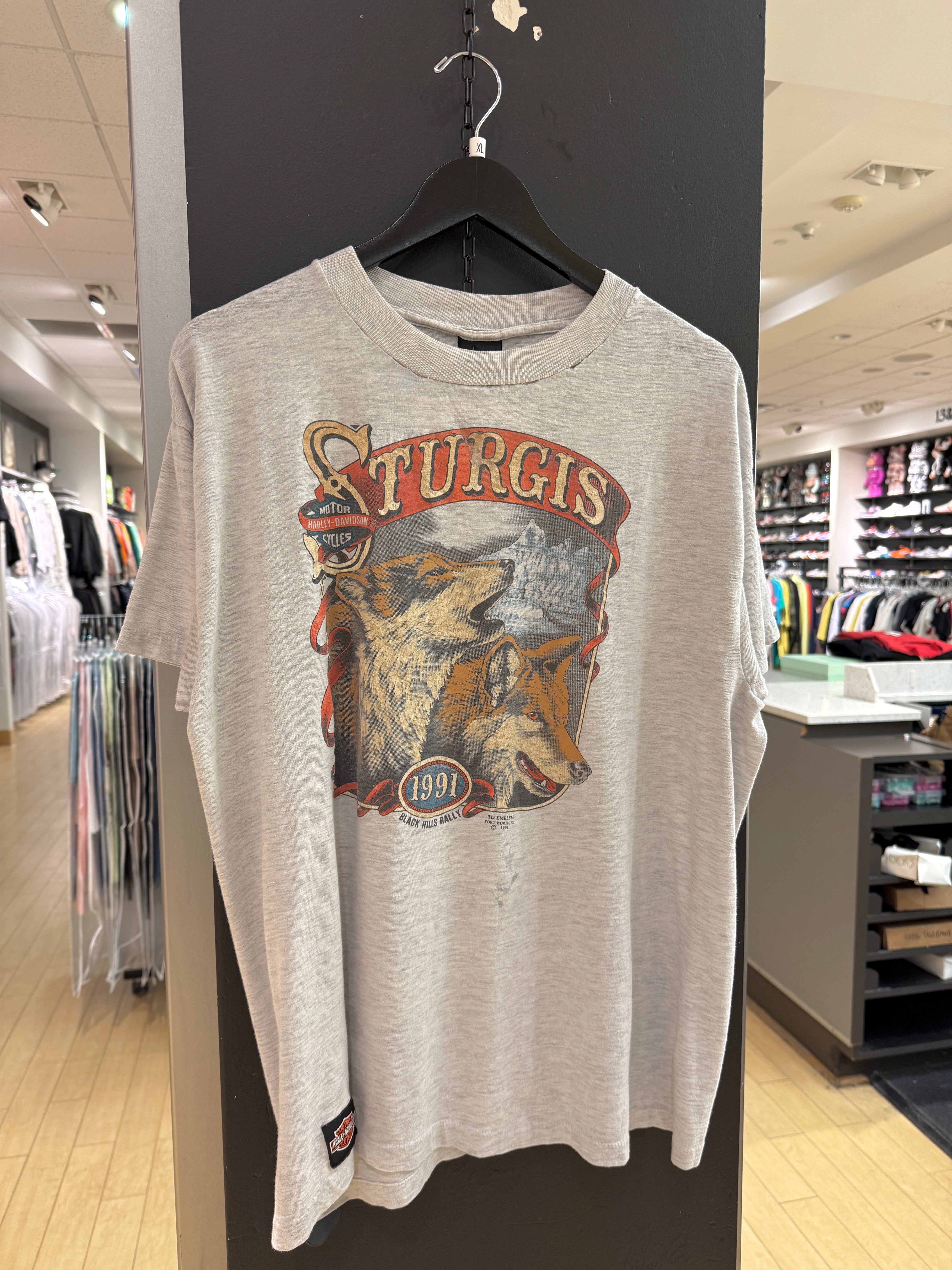 1991 3D Emblem Harley Davidson Sturgis Rally Tee Sz XL