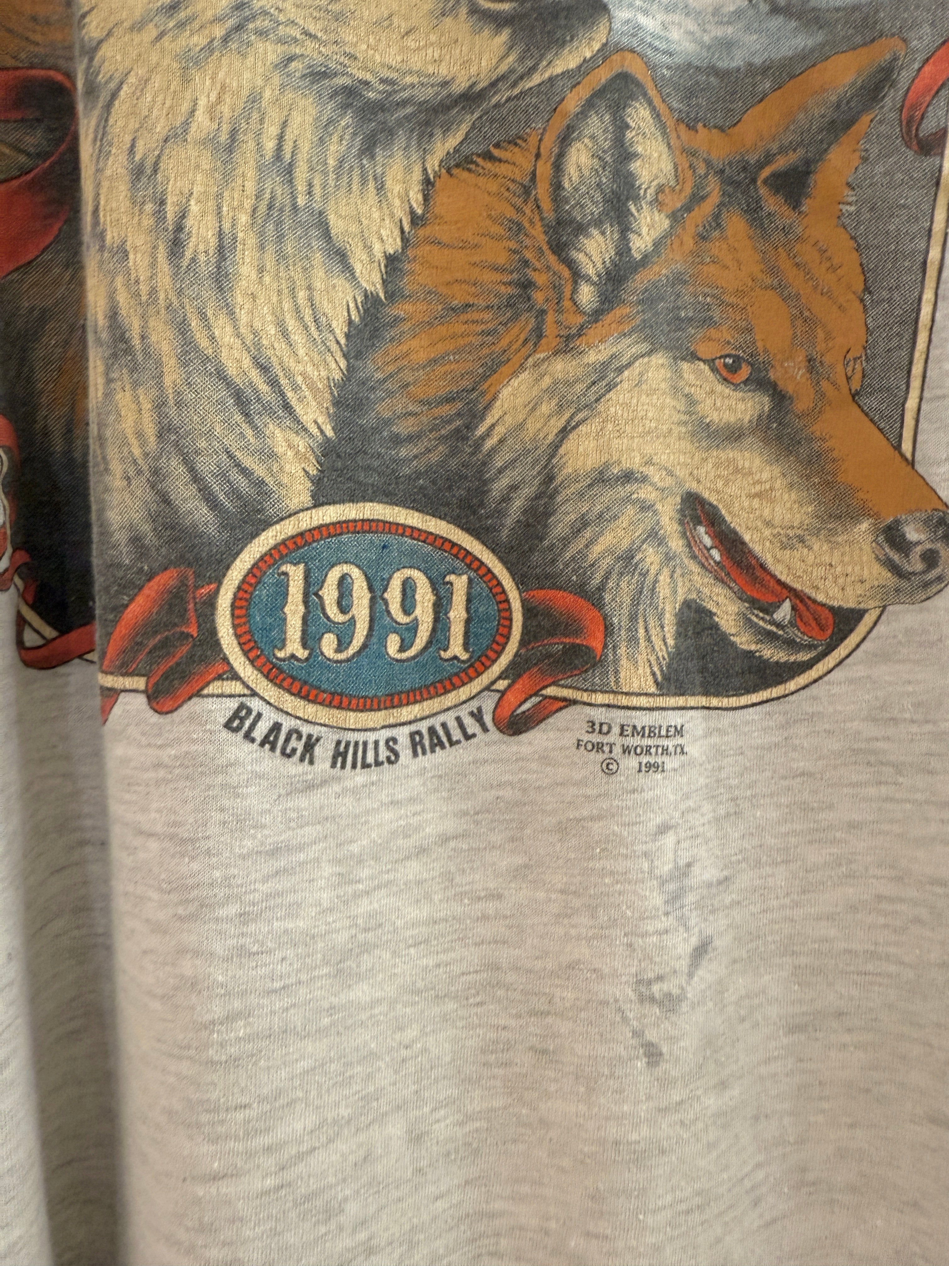 1991 3D Emblem Harley Davidson Sturgis Rally Tee Sz XL