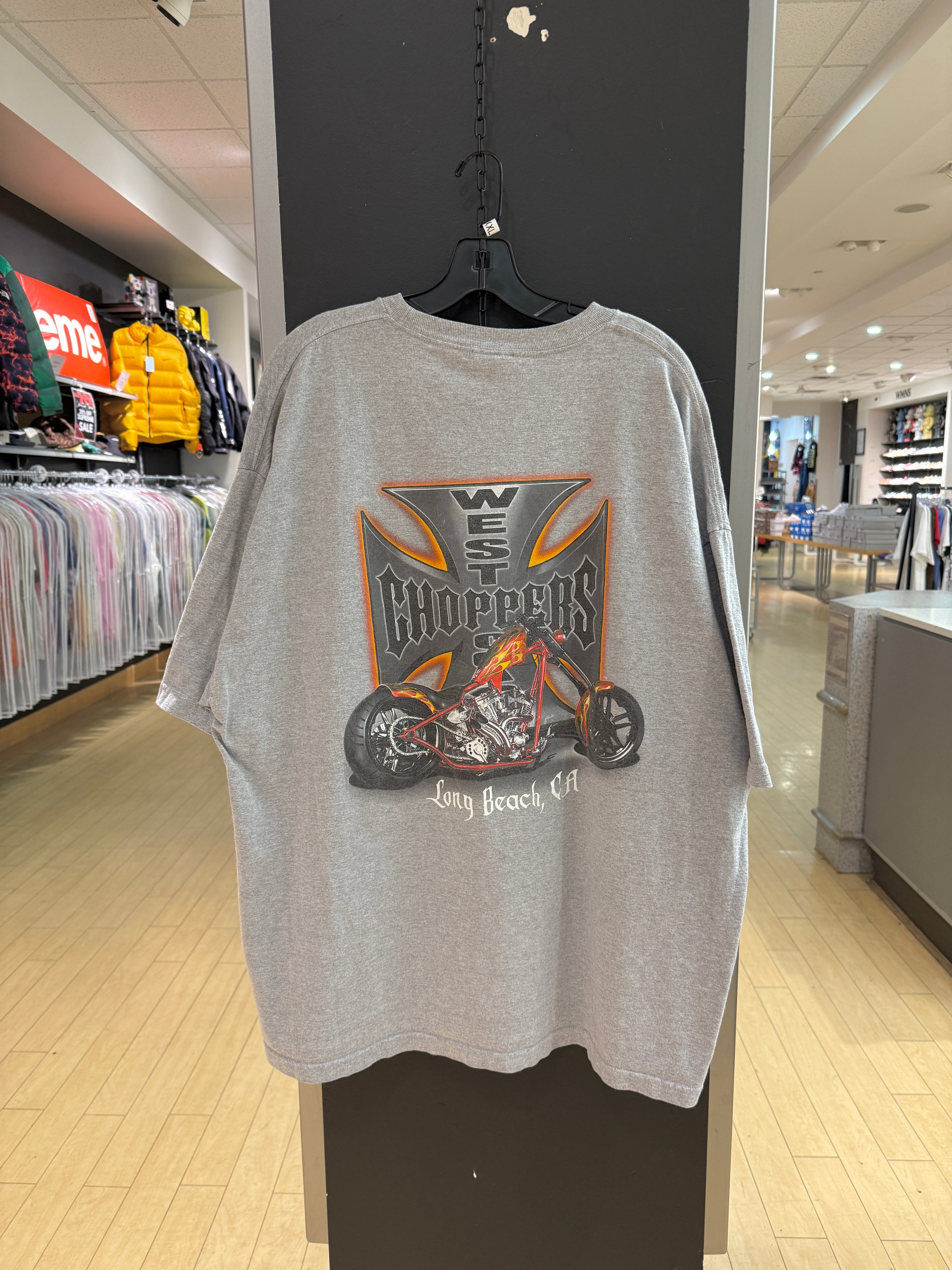 Y2K Grey West Coast Choppers Flame Tee Sz XXL
