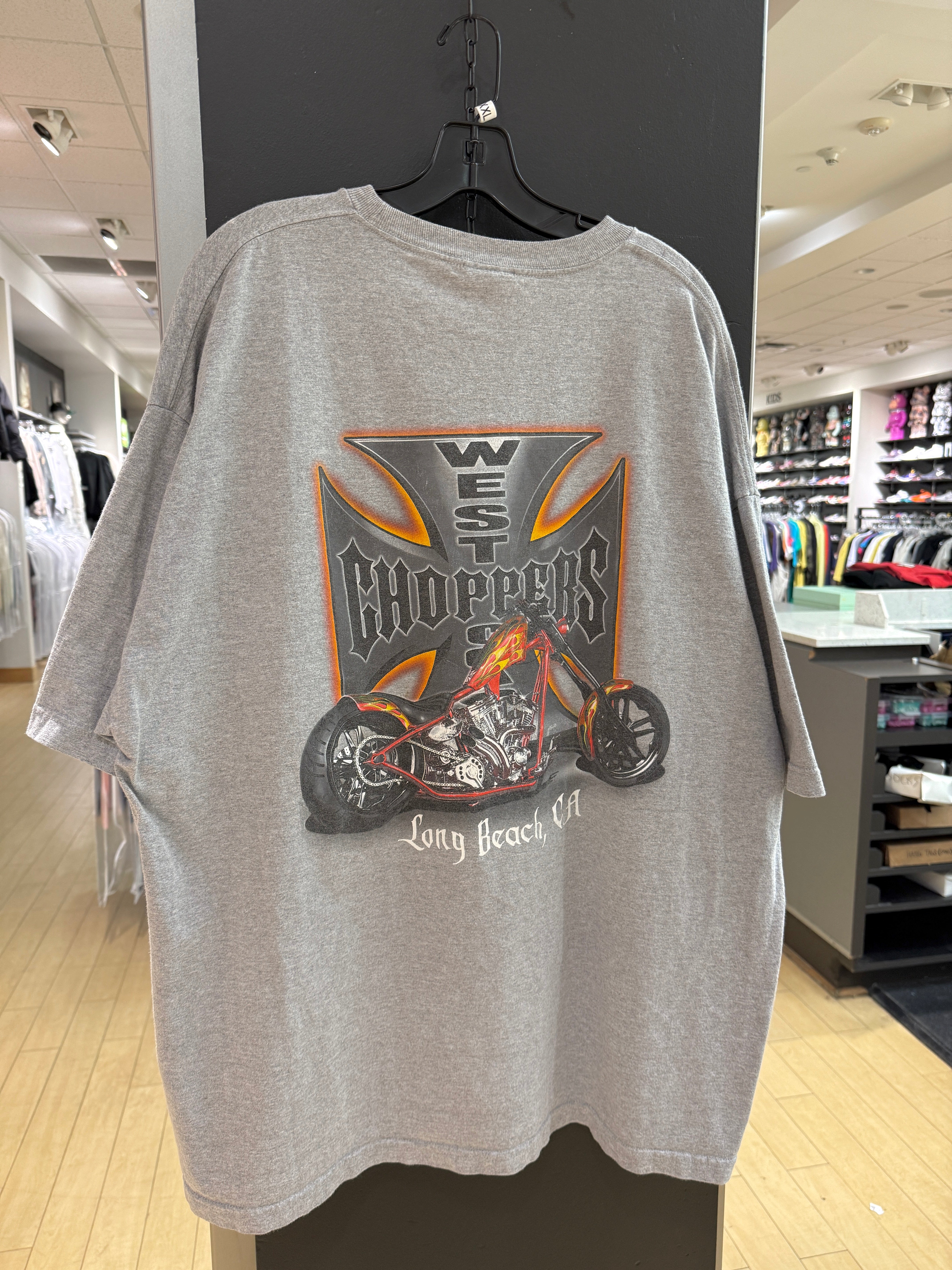 Y2K Grey West Coast Choppers Flame Tee Sz XXL