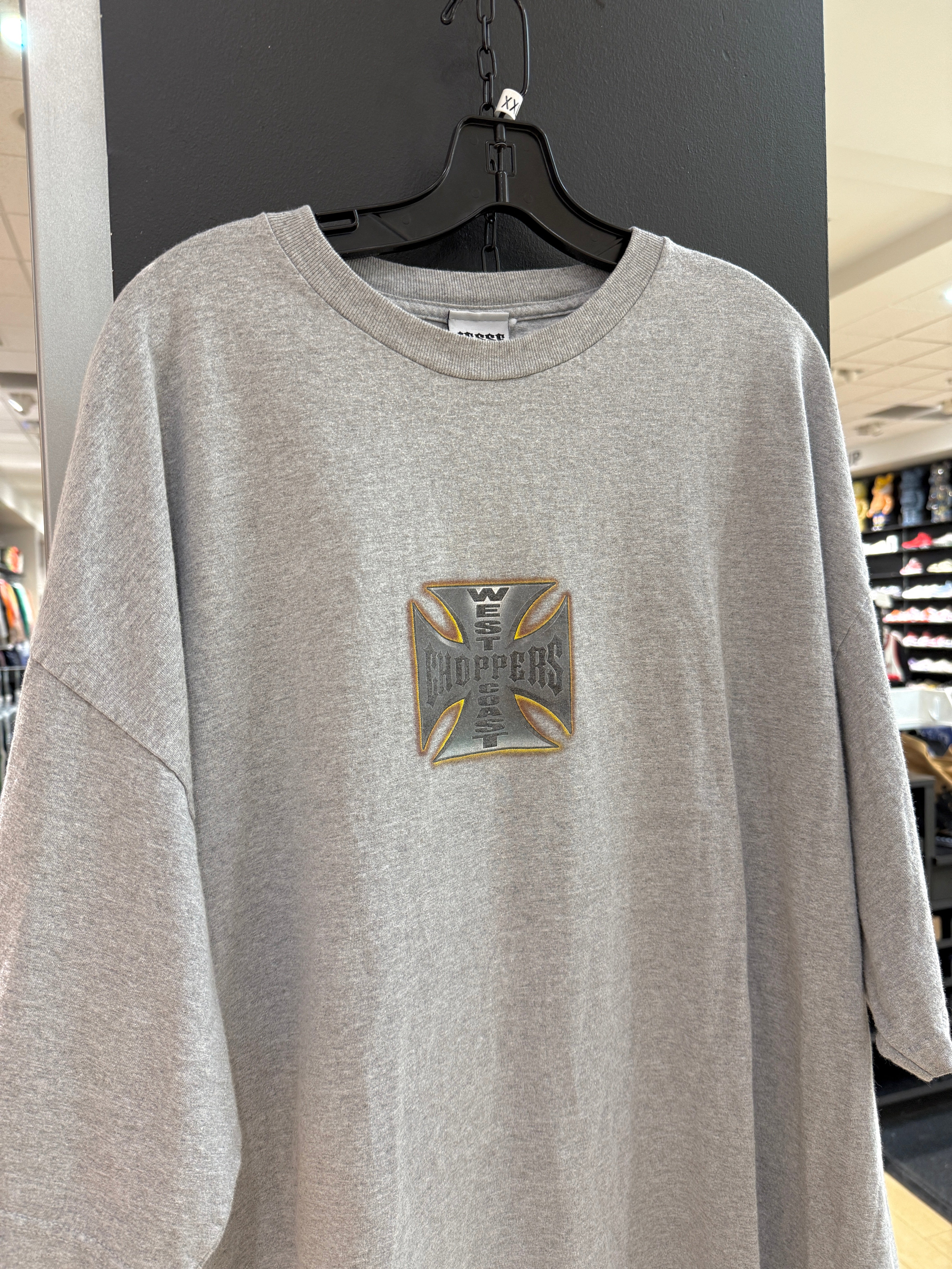 Y2K Grey West Coast Choppers Flame Tee Sz XXL