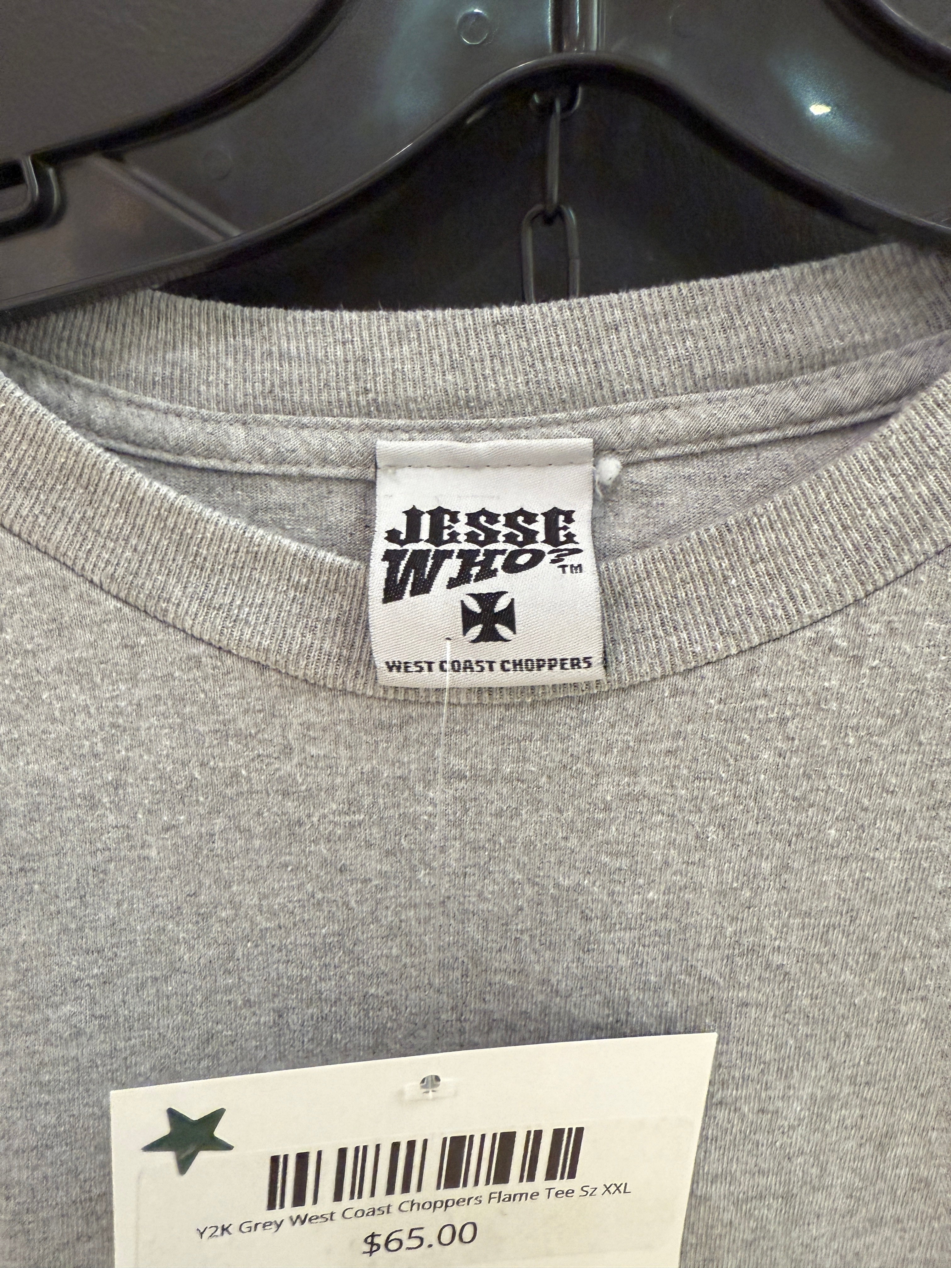 Y2K Grey West Coast Choppers Flame Tee Sz XXL