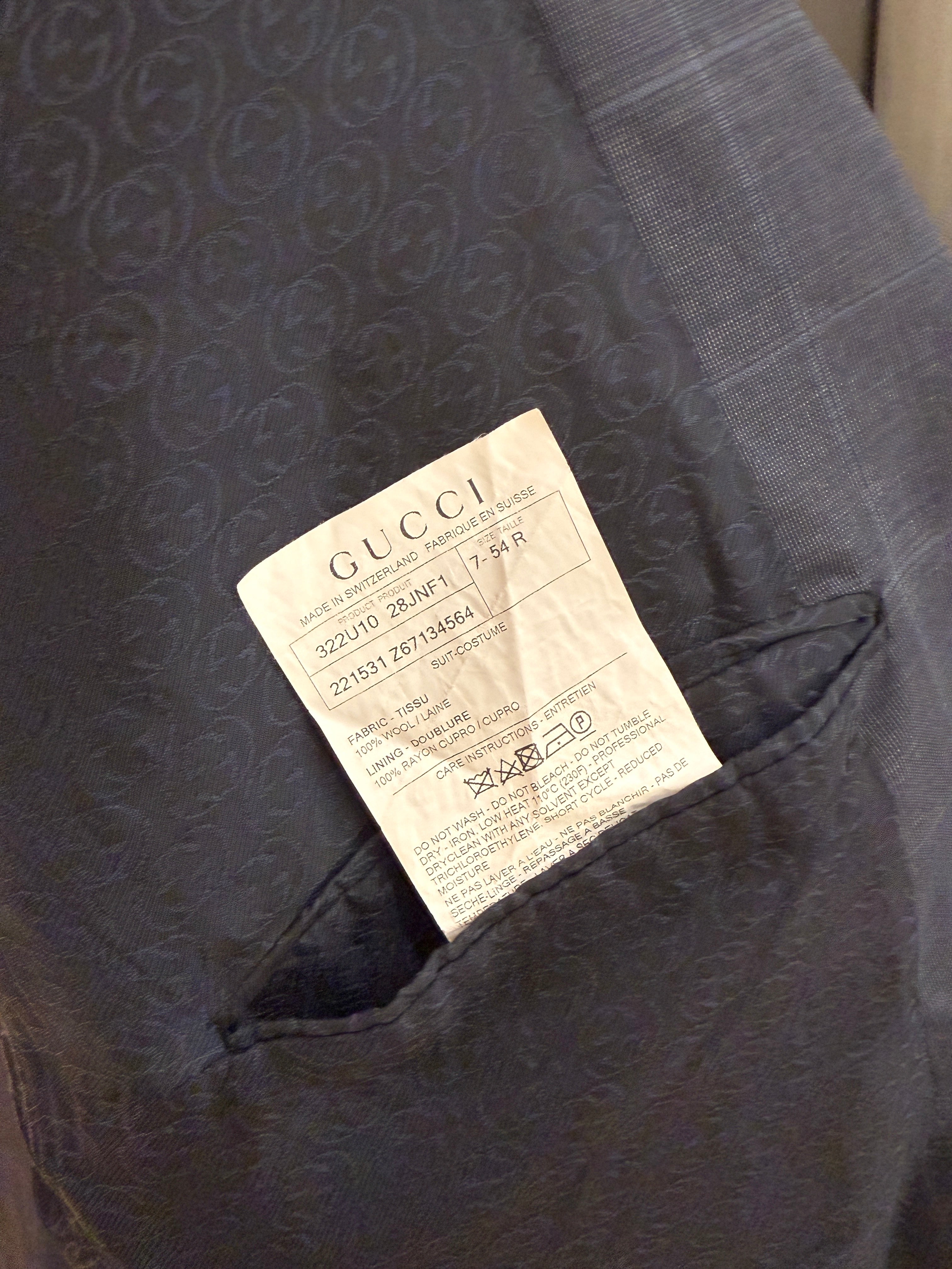 Gucci Navy Mens Suit Sz 54R (Blazer and Pants)