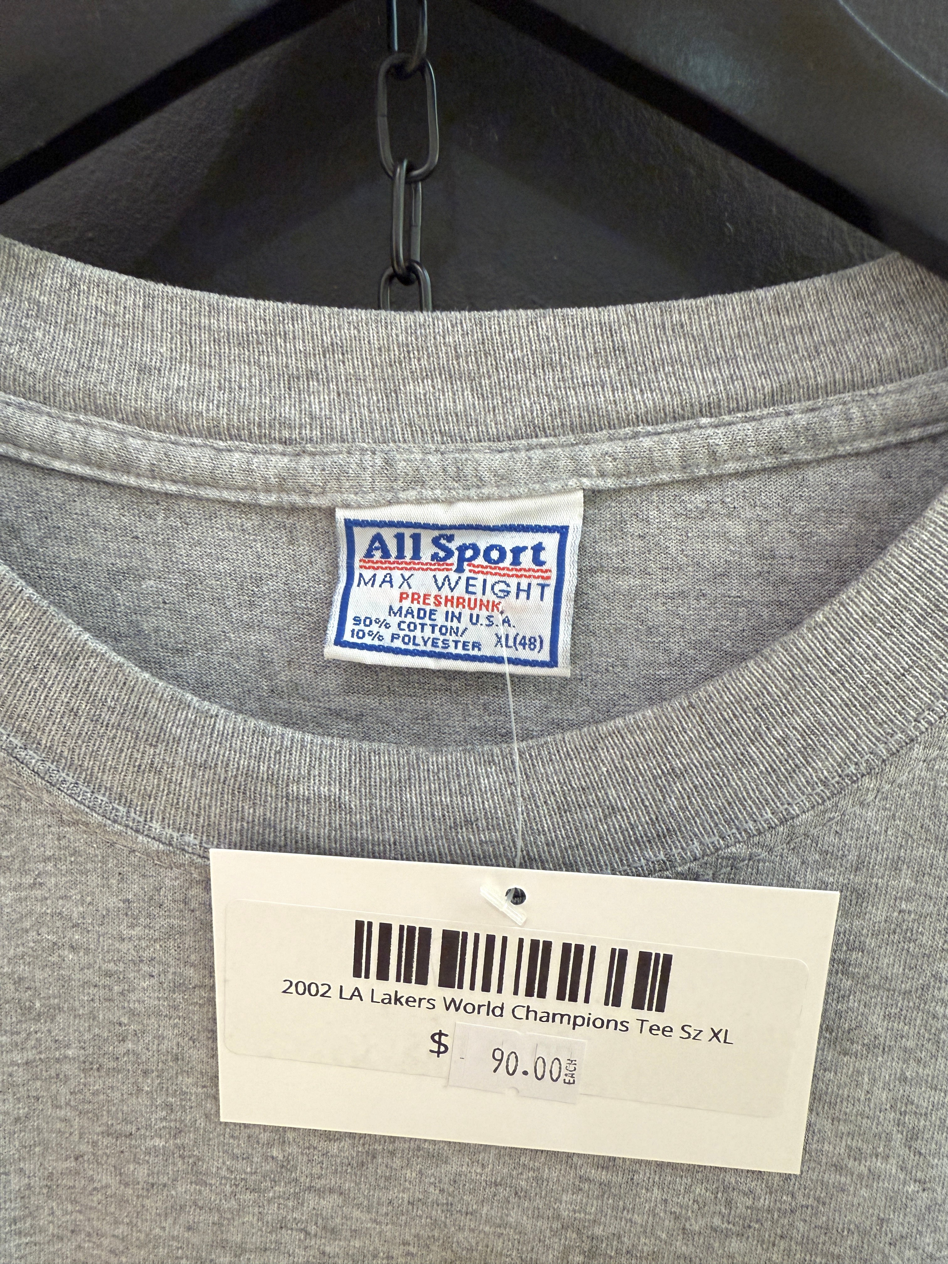 2002 LA Lakers World Champions Tee Sz XL