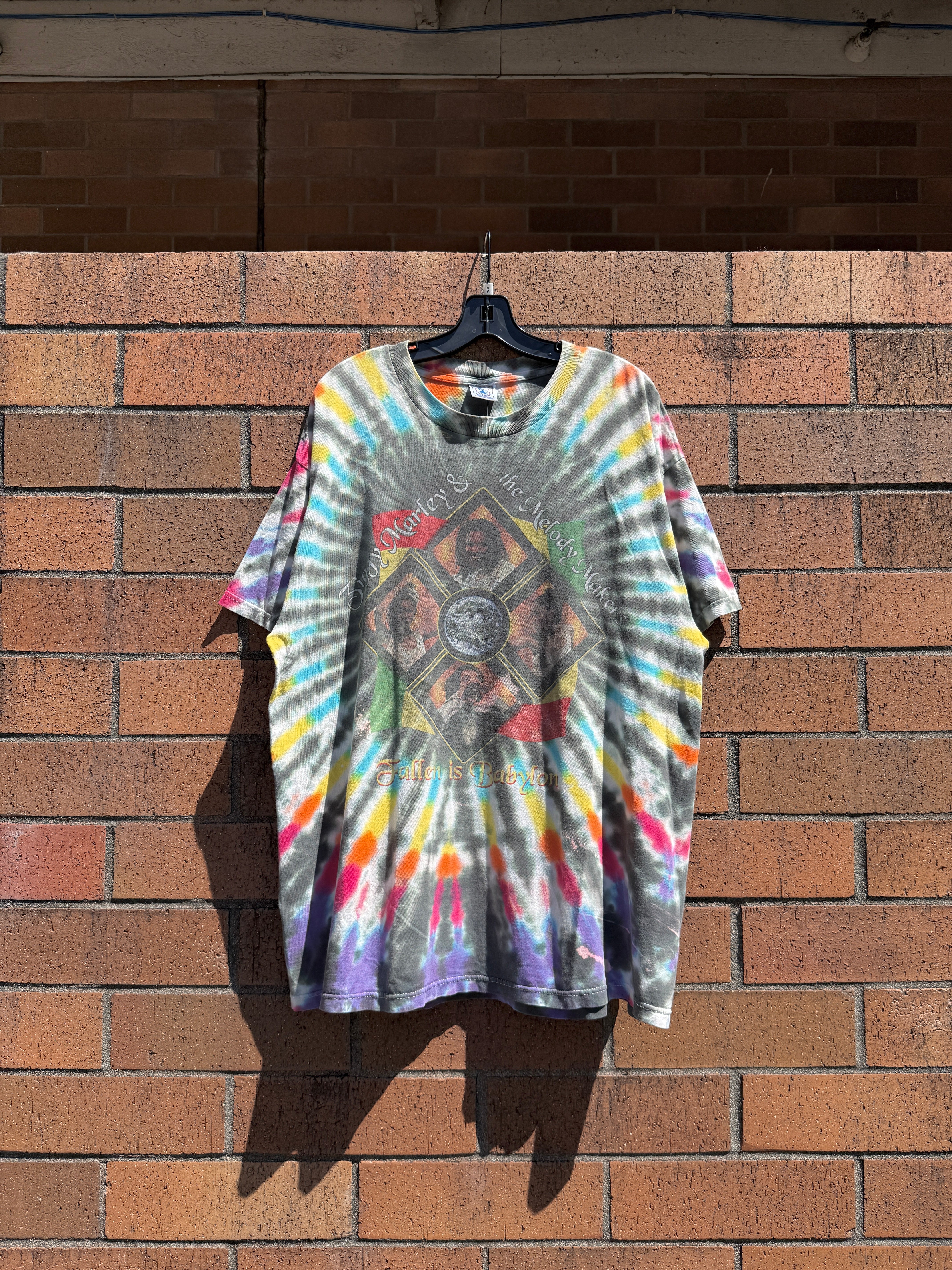 90s Ziggy Marley and the Melody Makers Fallen is Babylon Tie Dye Tee Size XL