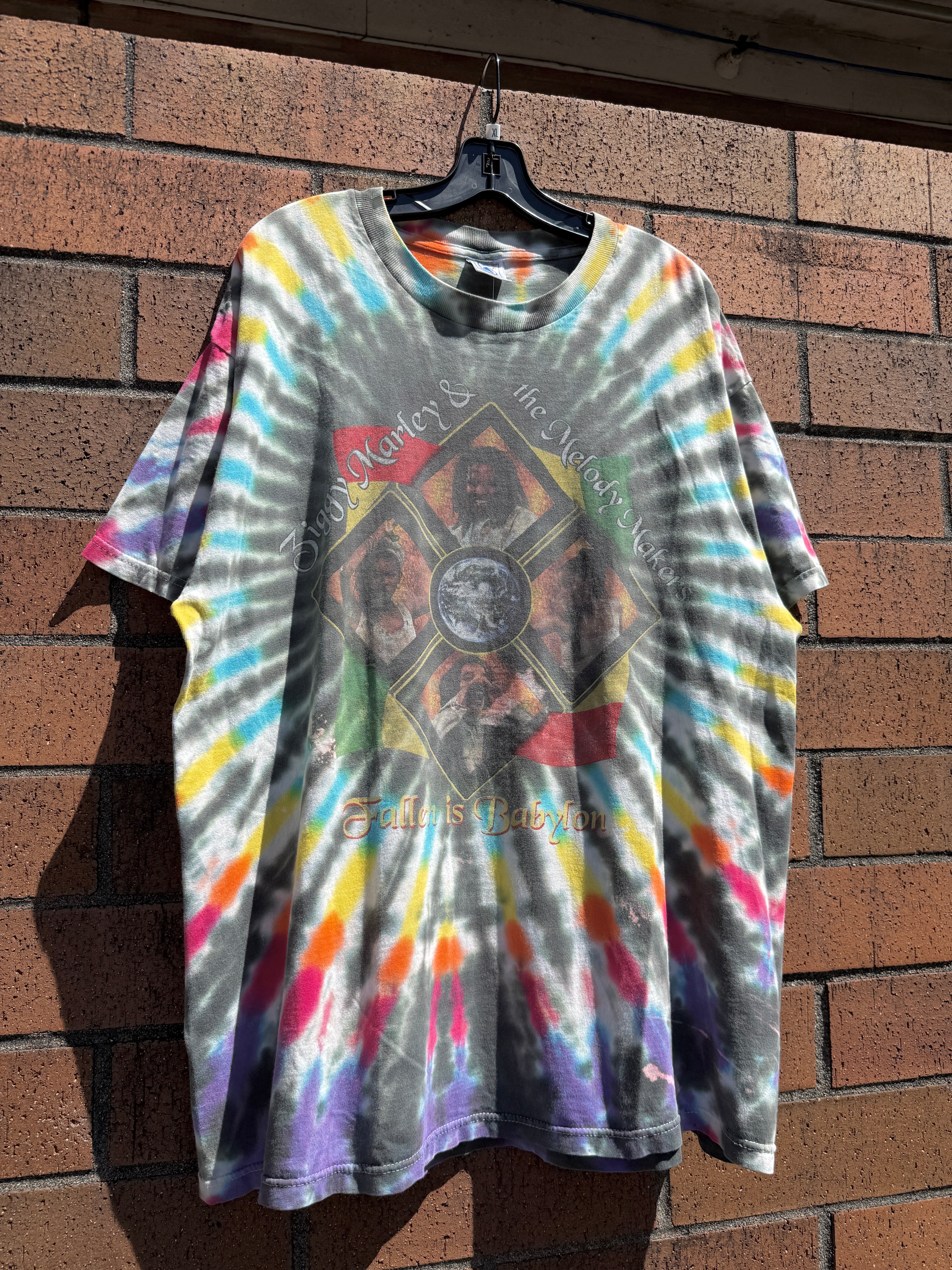 90s Ziggy Marley and the Melody Makers Fallen is Babylon Tie Dye Tee Size XL