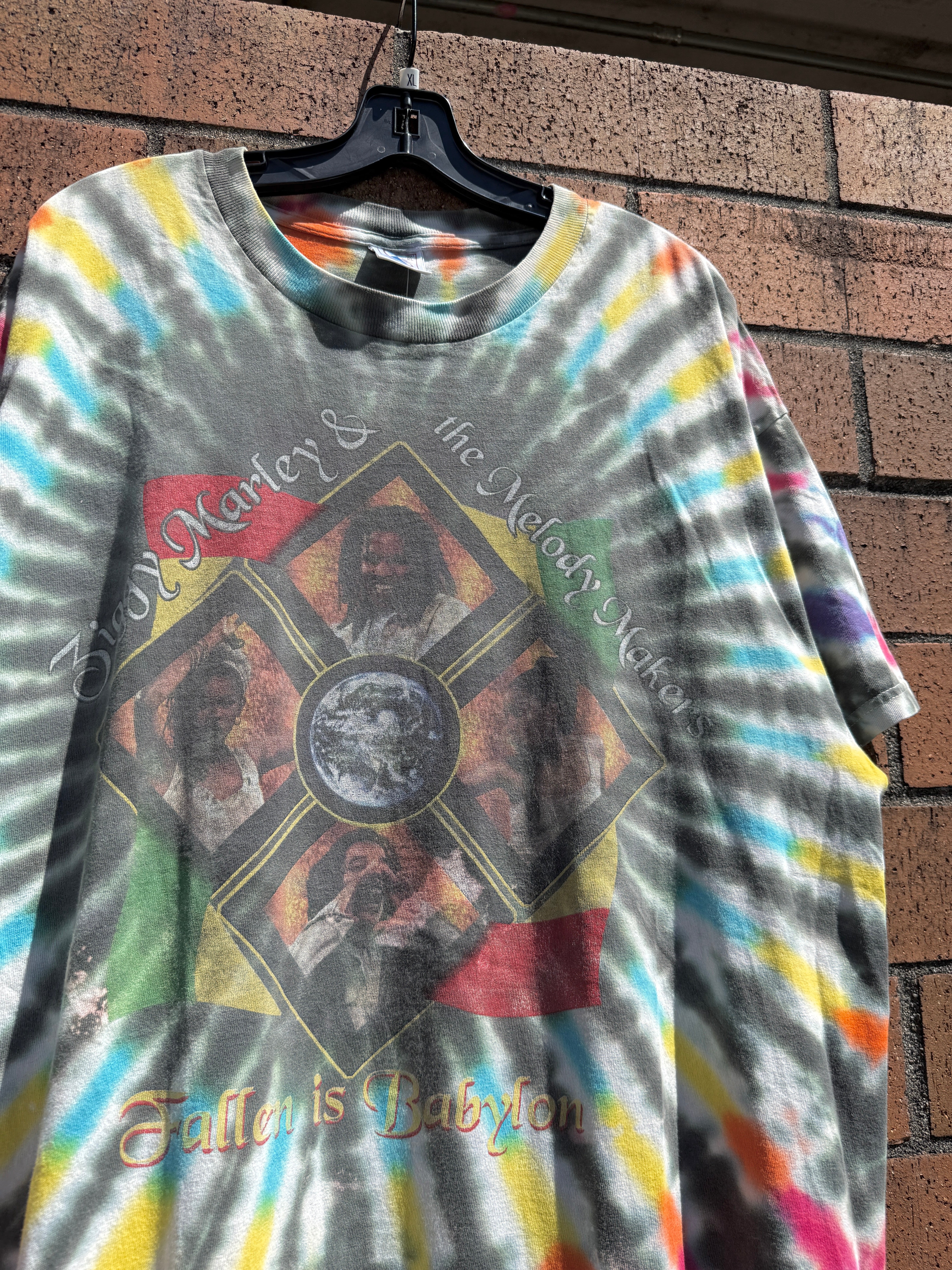 90s Ziggy Marley and the Melody Makers Fallen is Babylon Tie Dye Tee Size XL