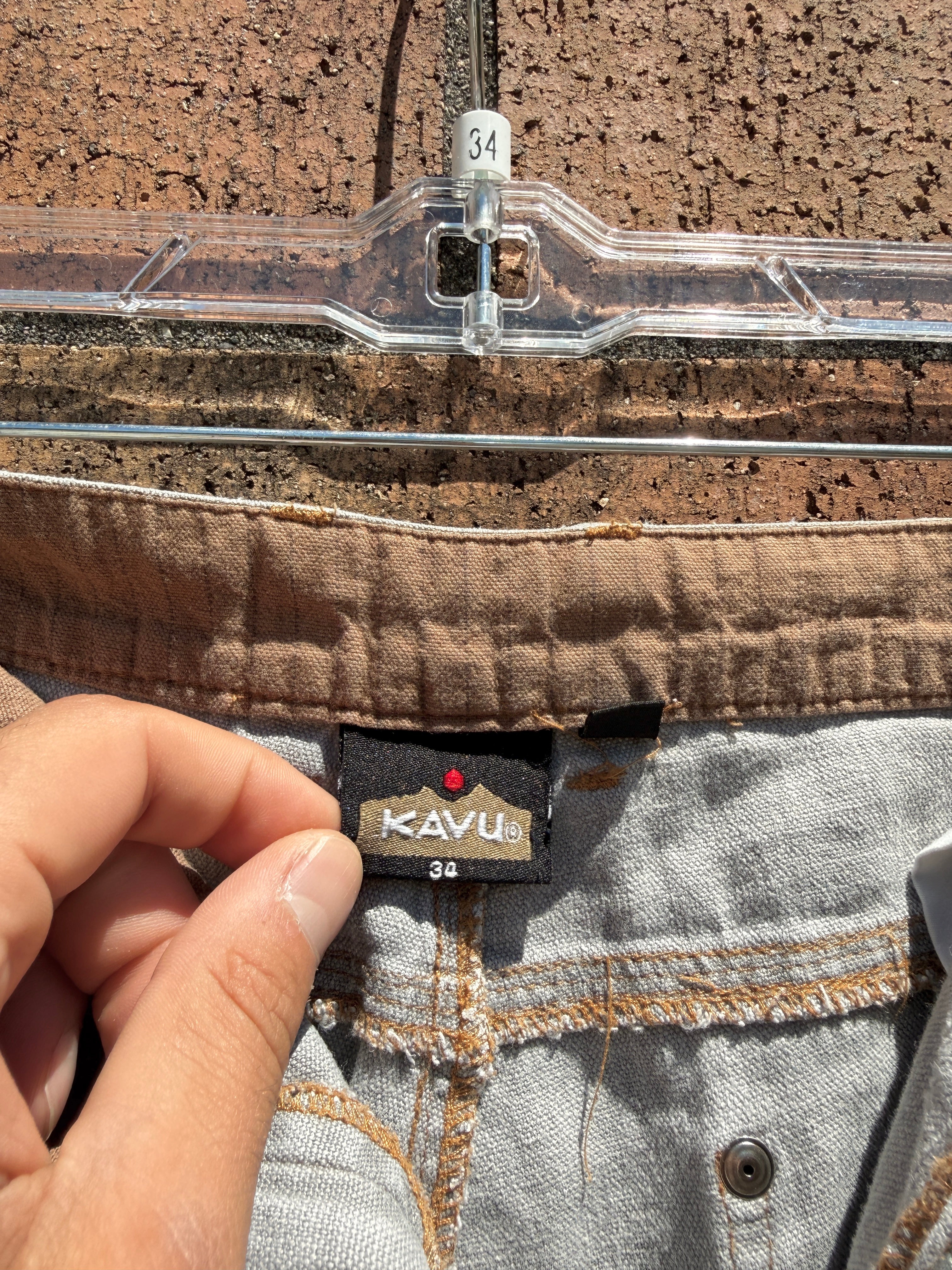 90s Kavu Seattle Grey Denim Cargo Shorts Size 34