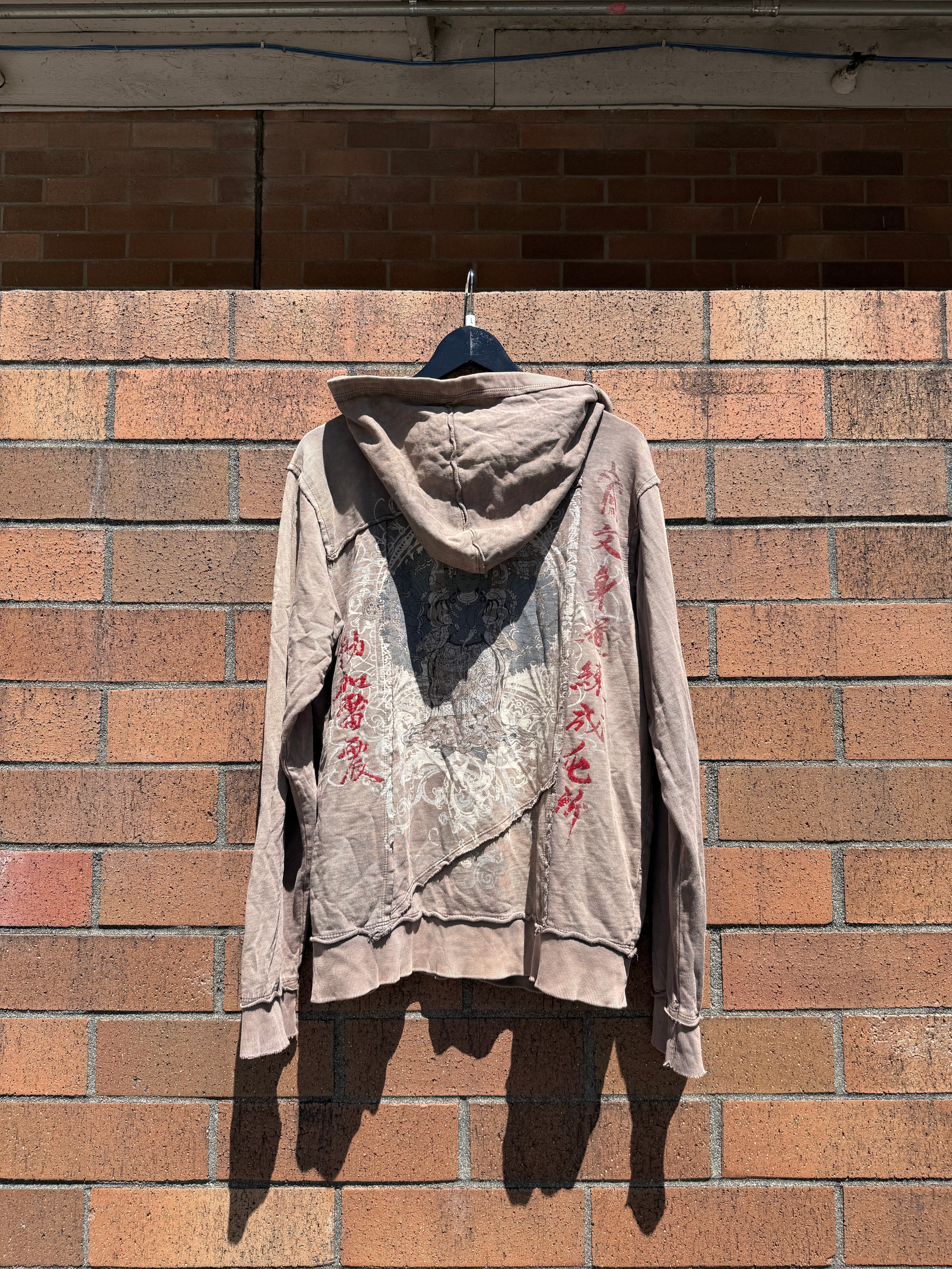 Y2K Division G Japanese Buddhist Zip Up Hoodie Size L