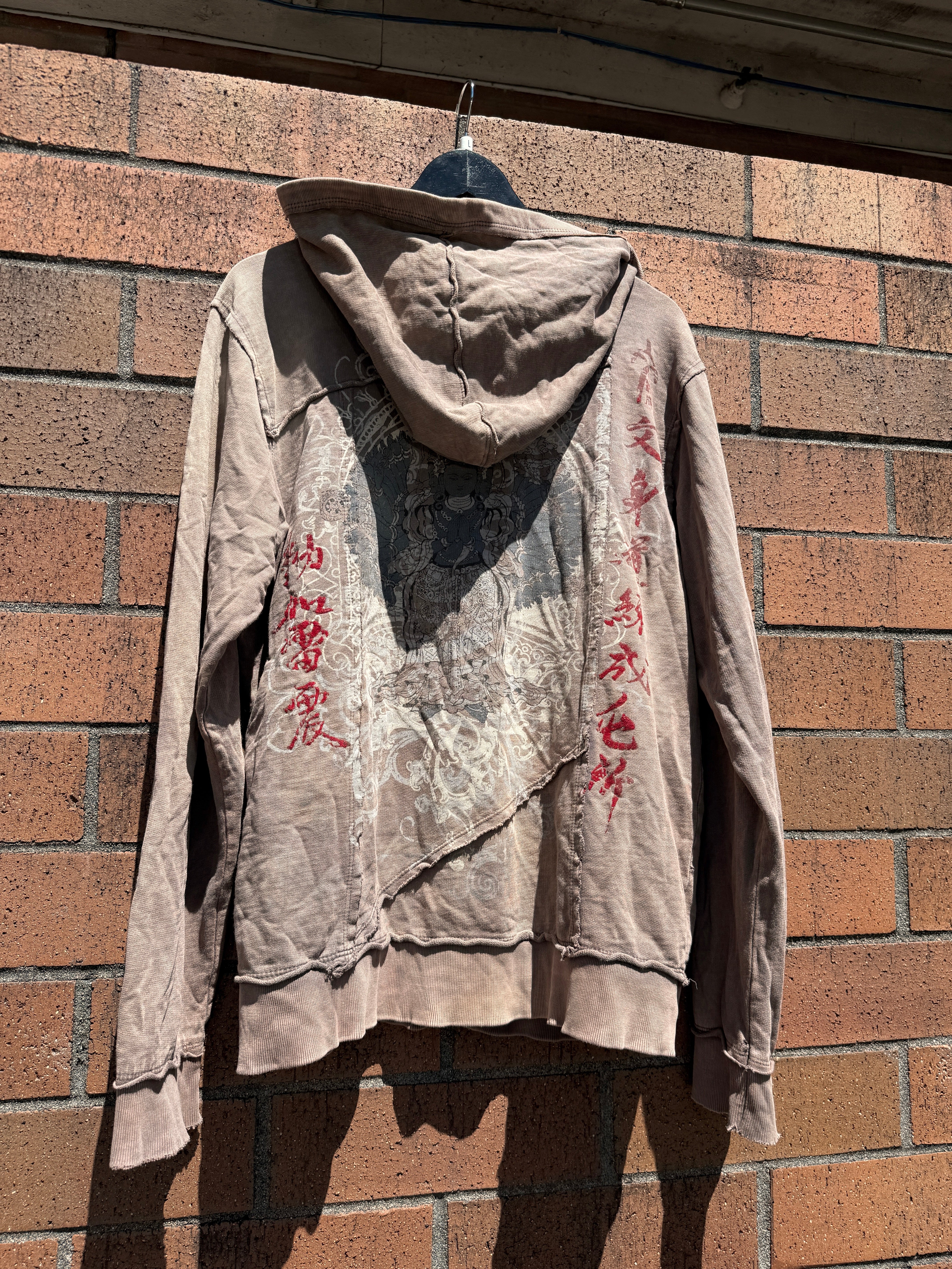 Y2K Division G Japanese Buddhist Zip Up Hoodie Size L