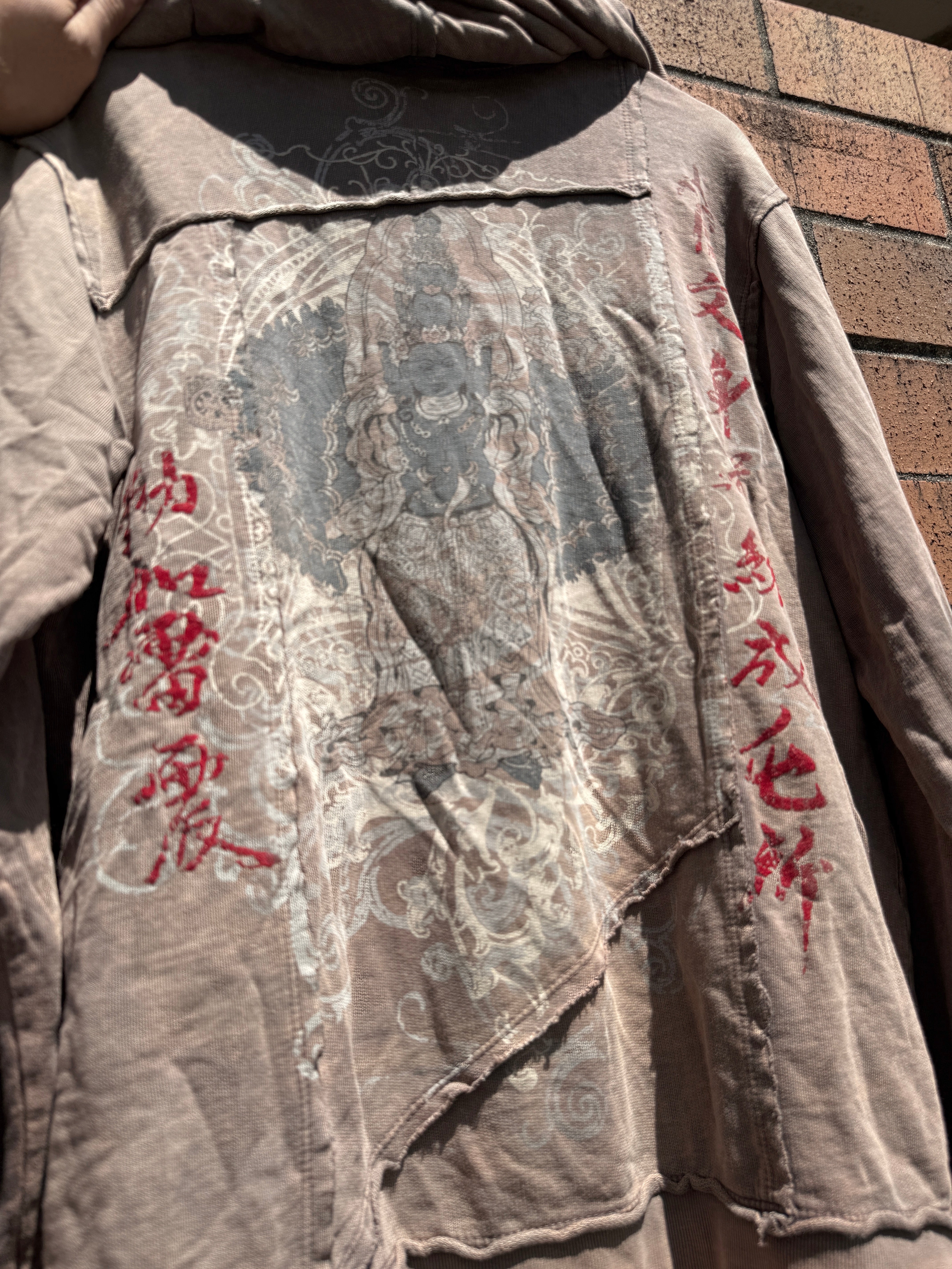 Y2K Division G Japanese Buddhist Zip Up Hoodie Size L
