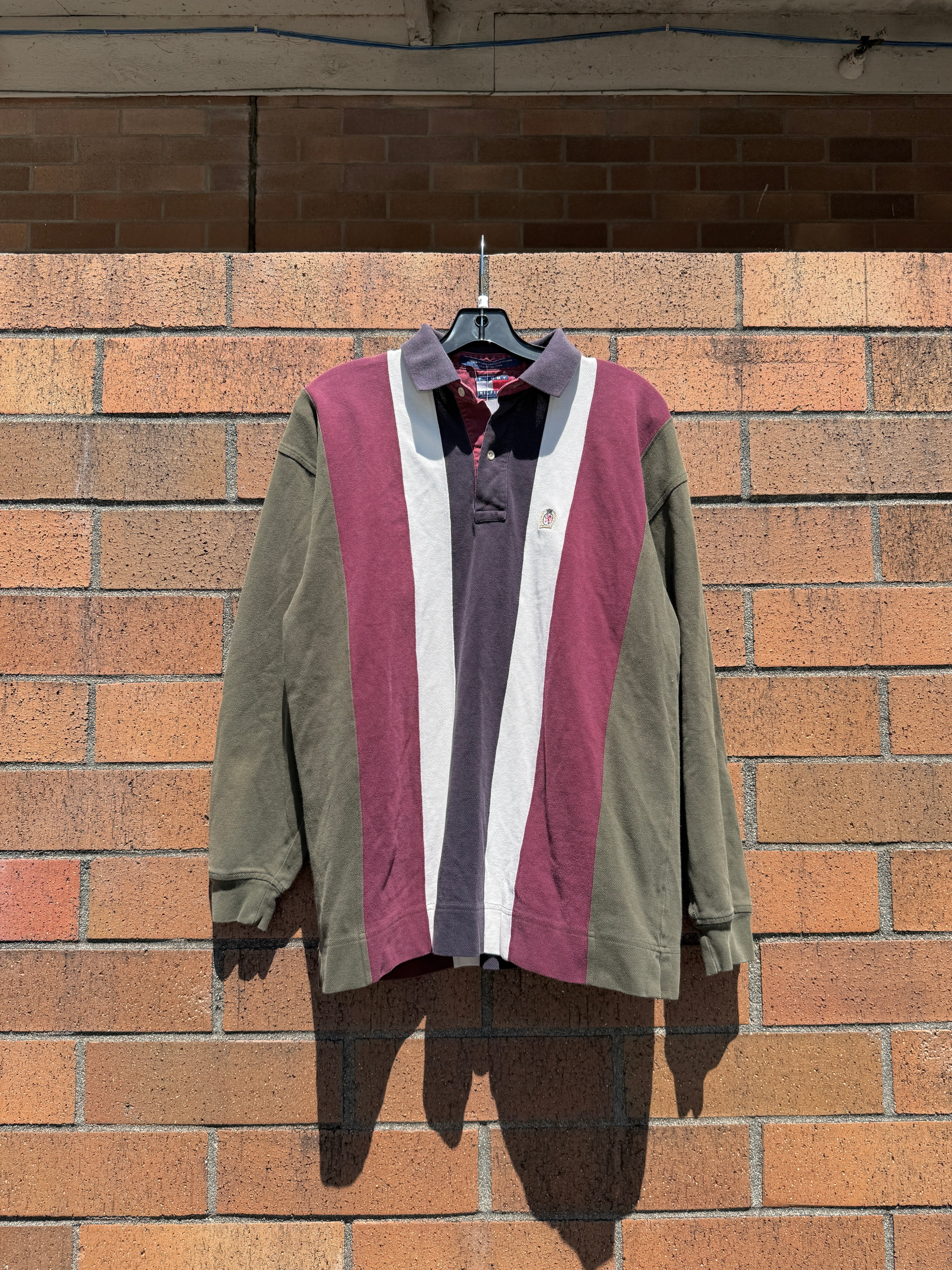 Y2K Tommy Hilfiger Vertical Stripe Rugby Size M