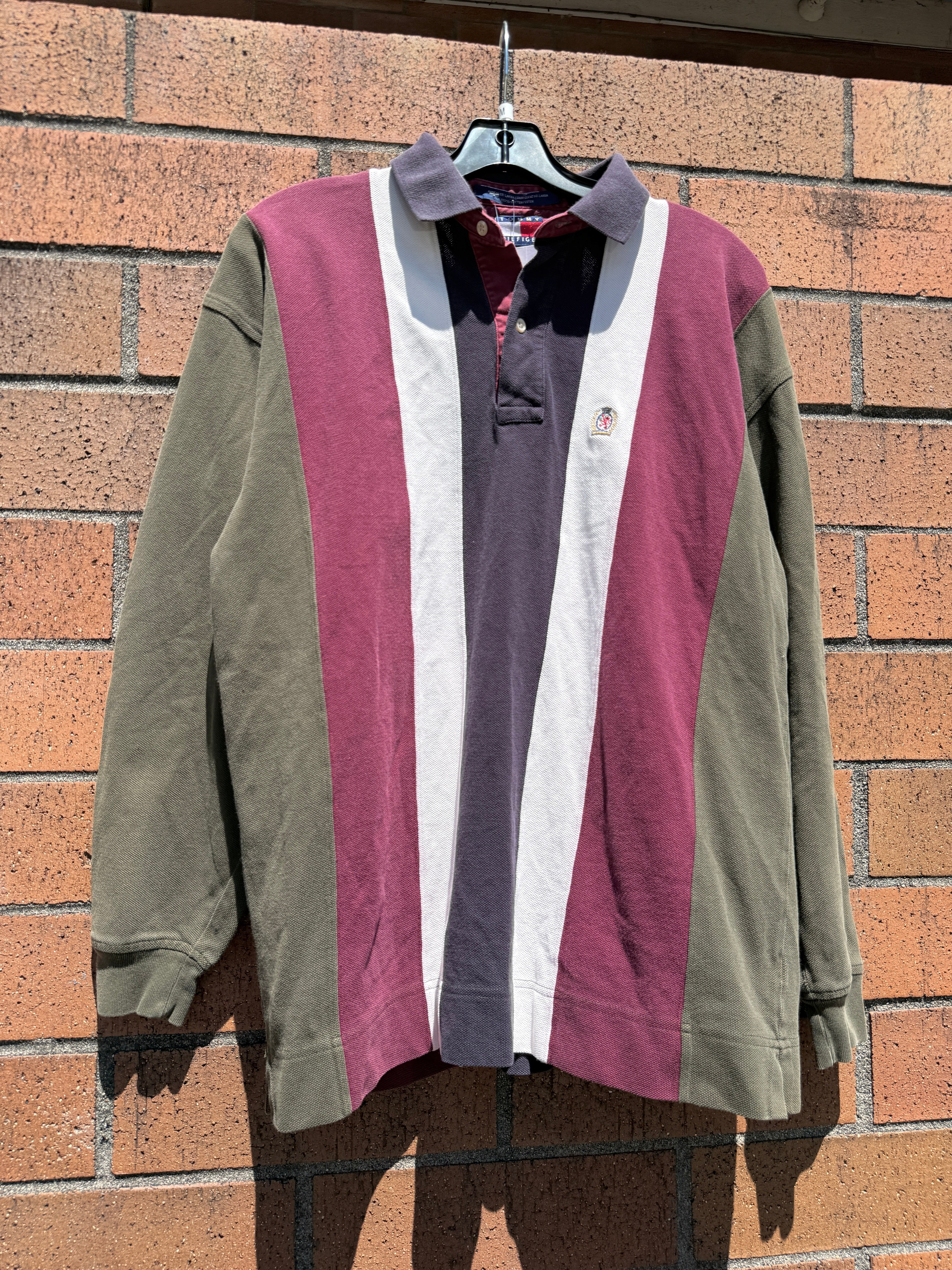 Y2K Tommy Hilfiger Vertical Stripe Rugby Size M