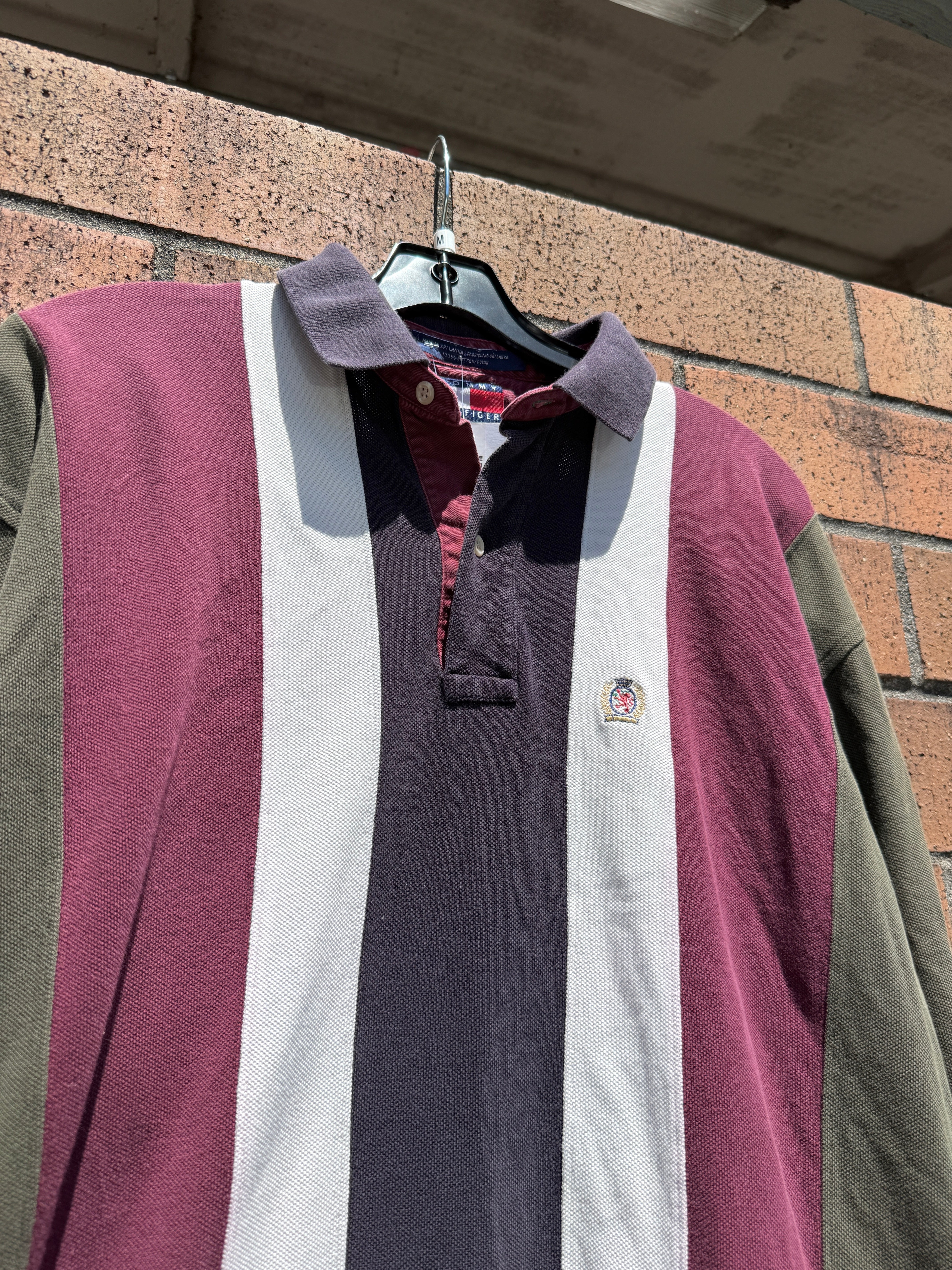 Y2K Tommy Hilfiger Vertical Stripe Rugby Size M