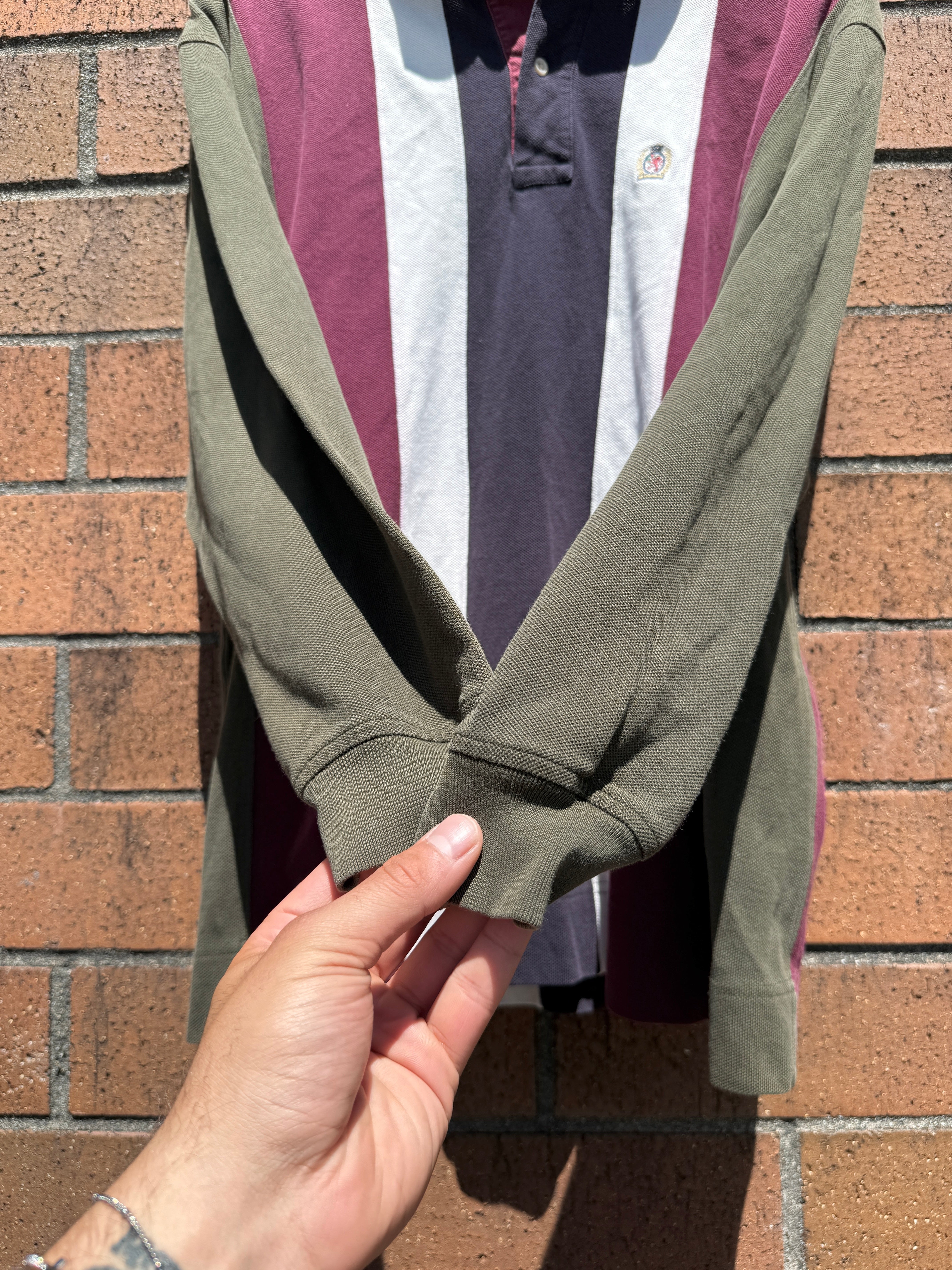 Y2K Tommy Hilfiger Vertical Stripe Rugby Size M
