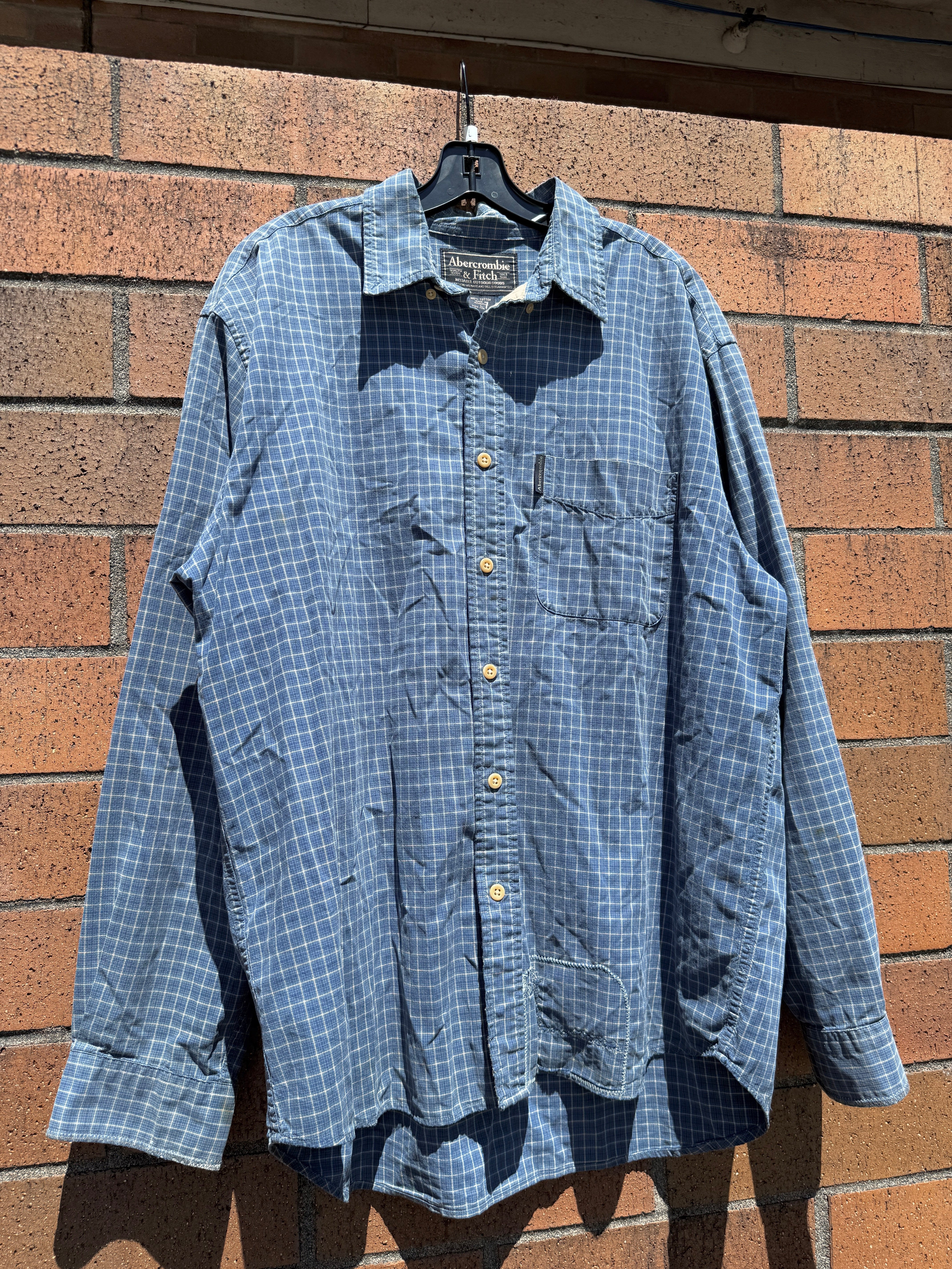 Y2K Abercrombie & Fitch Lightweight Blue Plaid Flannel Size L