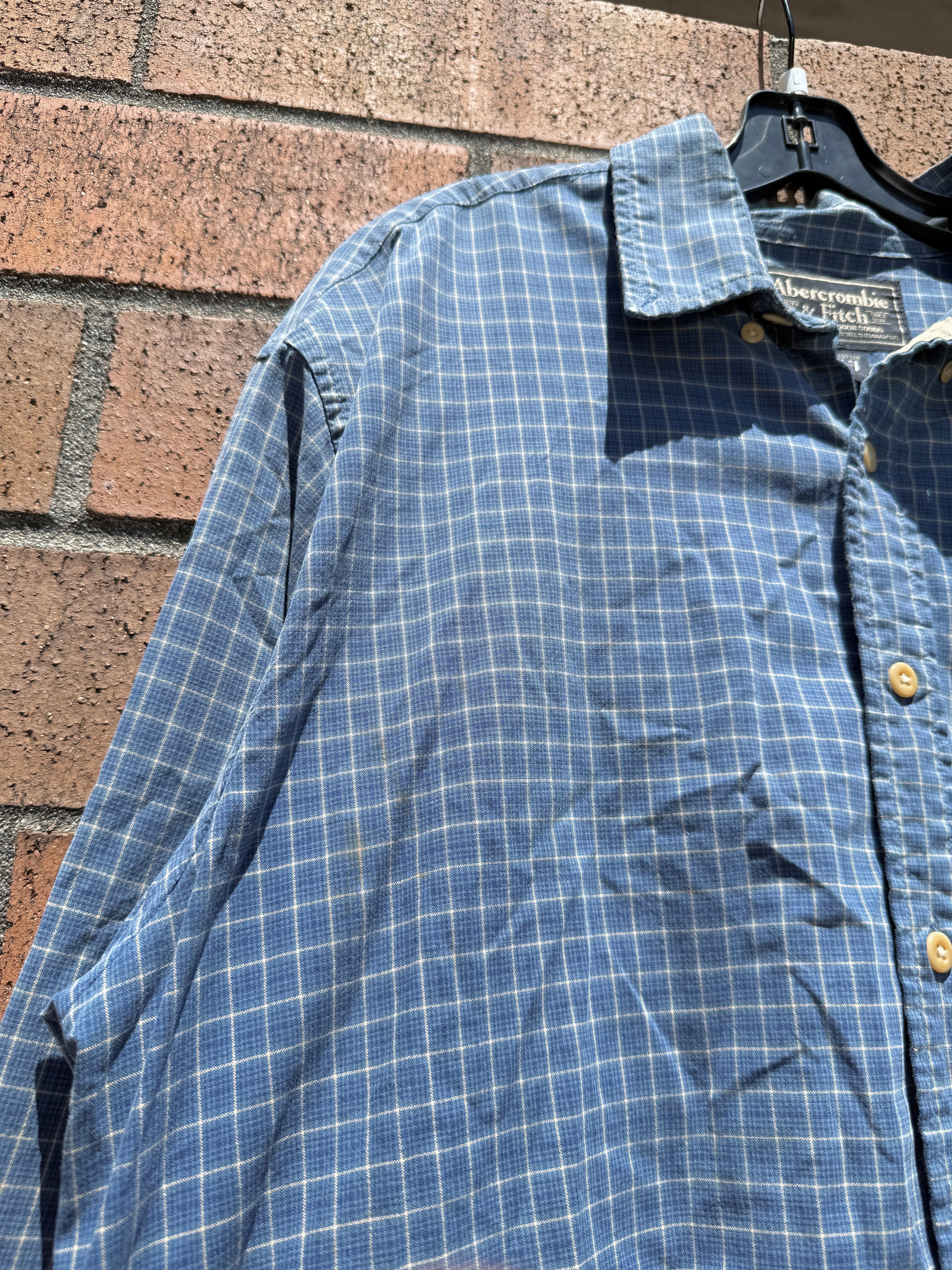 Y2K Abercrombie & Fitch Lightweight Blue Plaid Flannel Size L