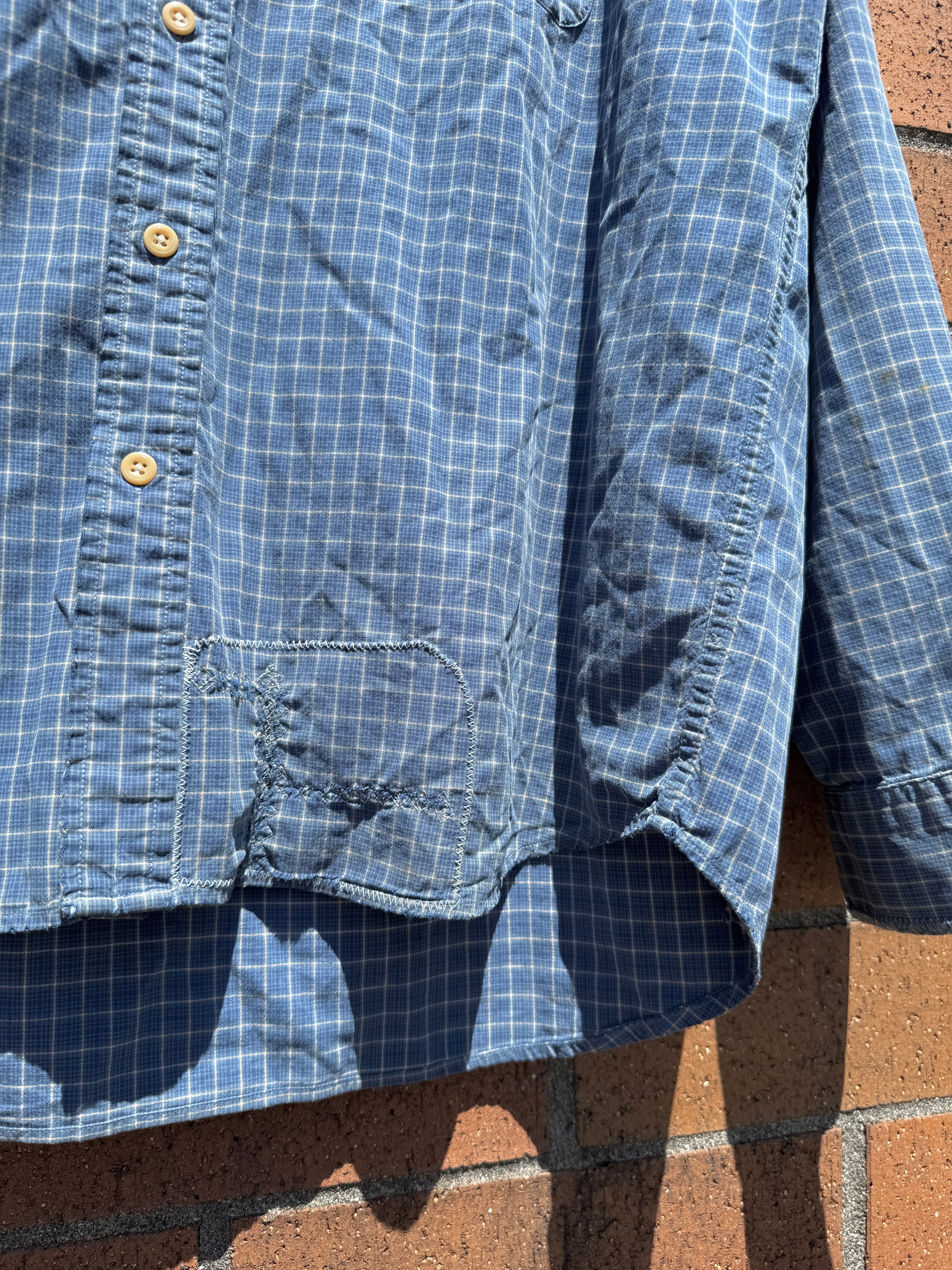 Y2K Abercrombie & Fitch Lightweight Blue Plaid Flannel Size L