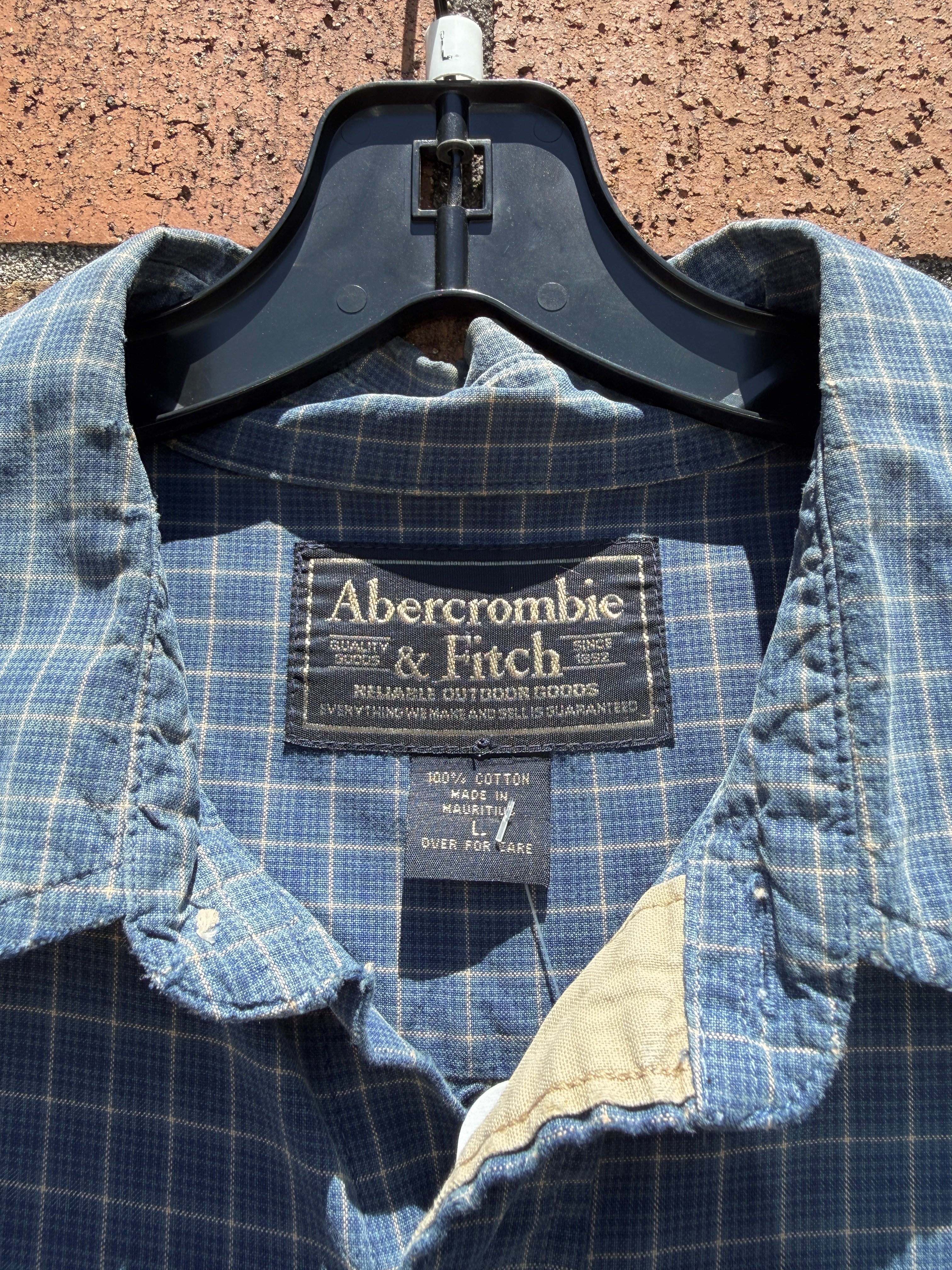 Y2K Abercrombie & Fitch Lightweight Blue Plaid Flannel Size L