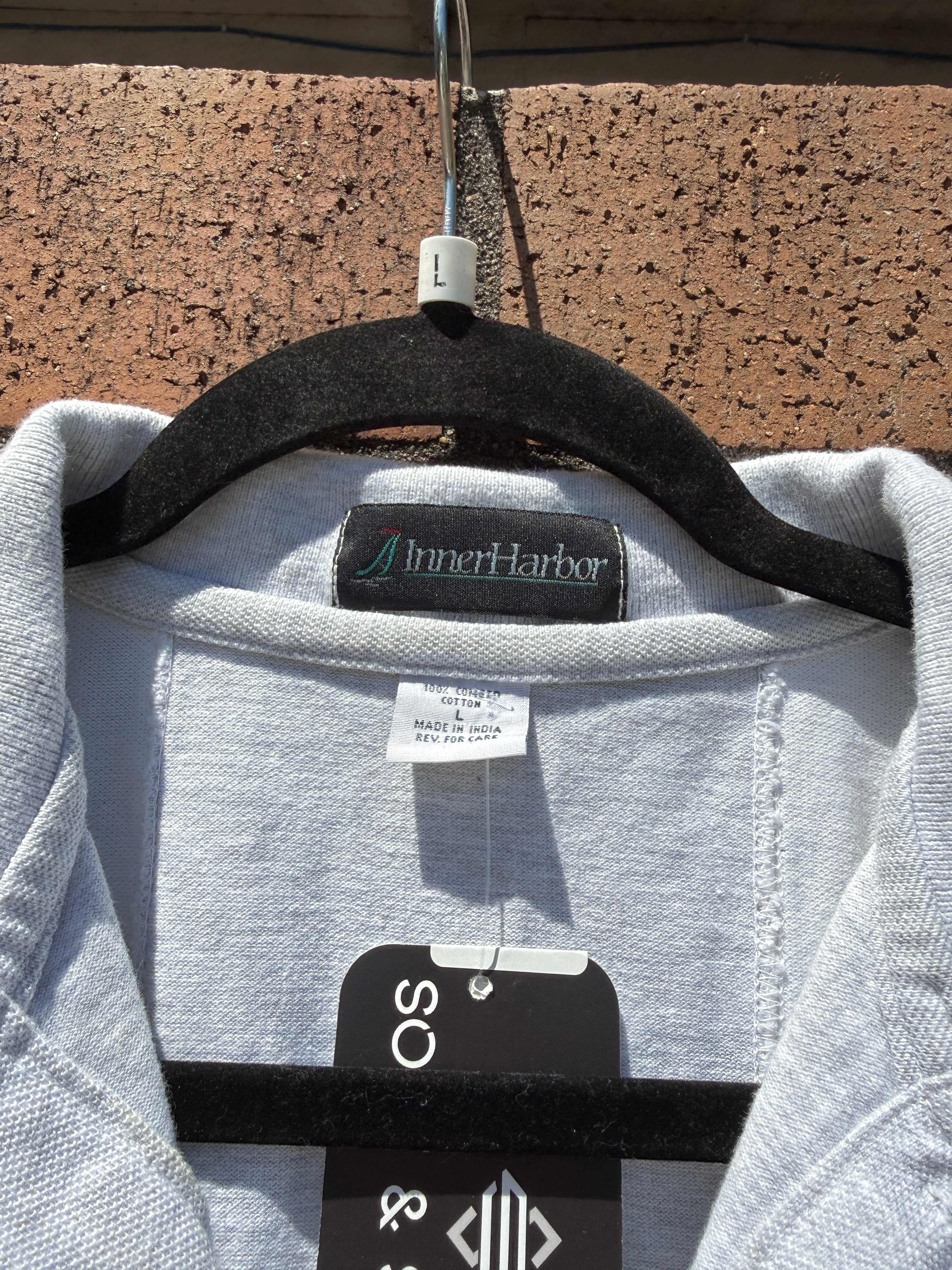 90s Apple Macintosh Grey Striped Employee Polo Size L