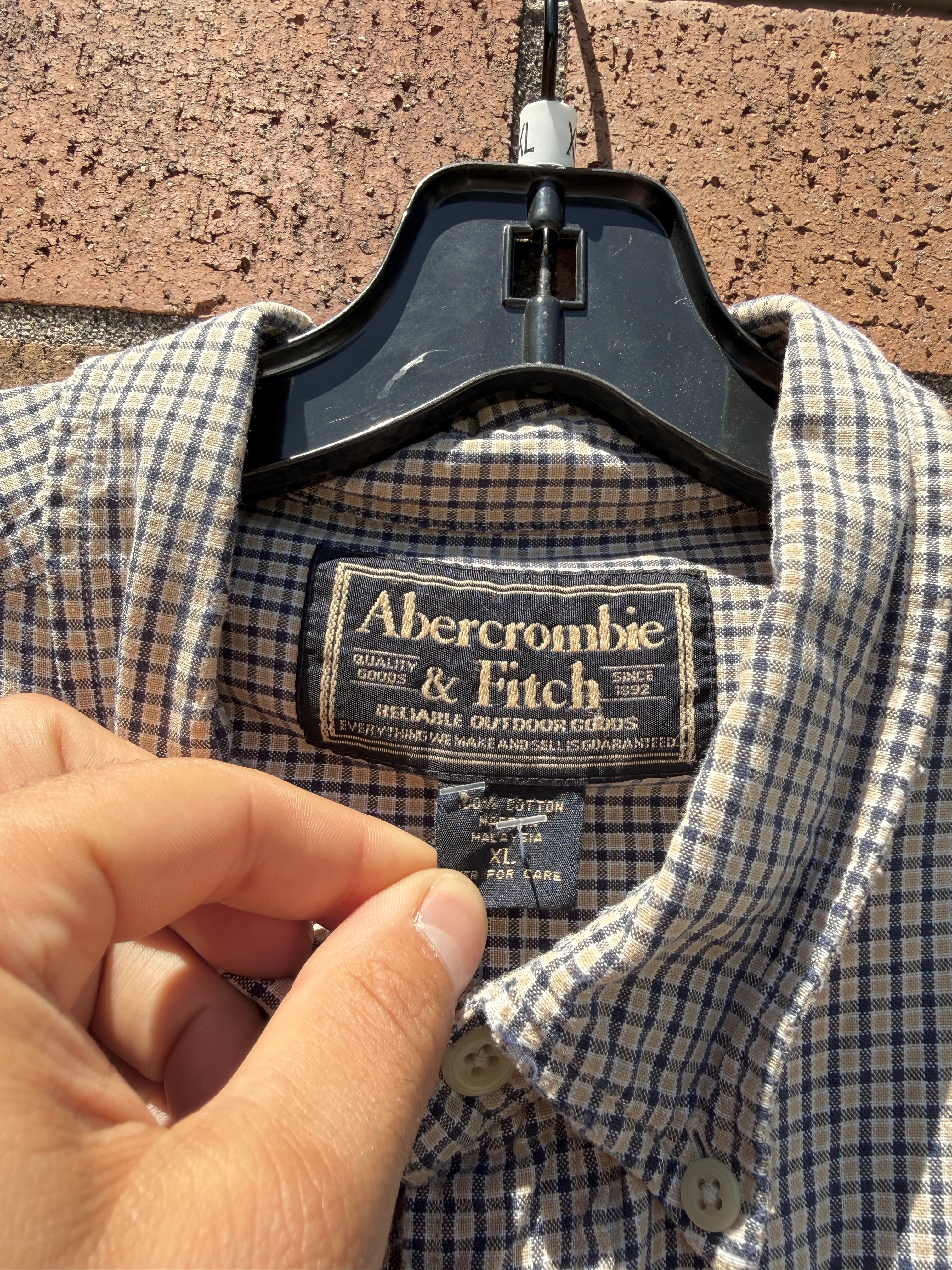 Y2K Abercrombie & Fitch Lightweight Micro Plaid Flannel Size XL