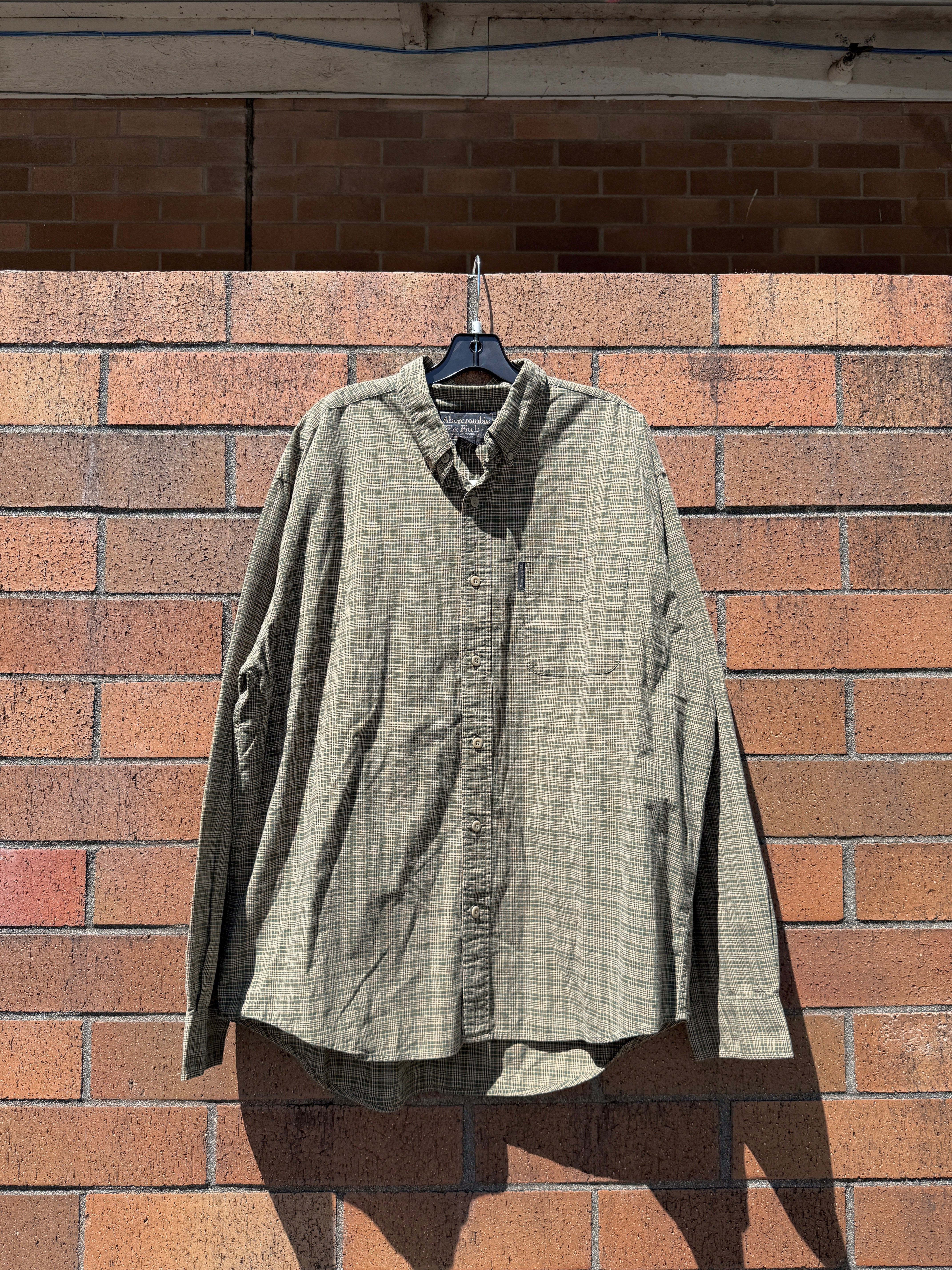 Y2K Abercrombie & Fitch Lightweight Earth Tone Plaid Flannel Size XL