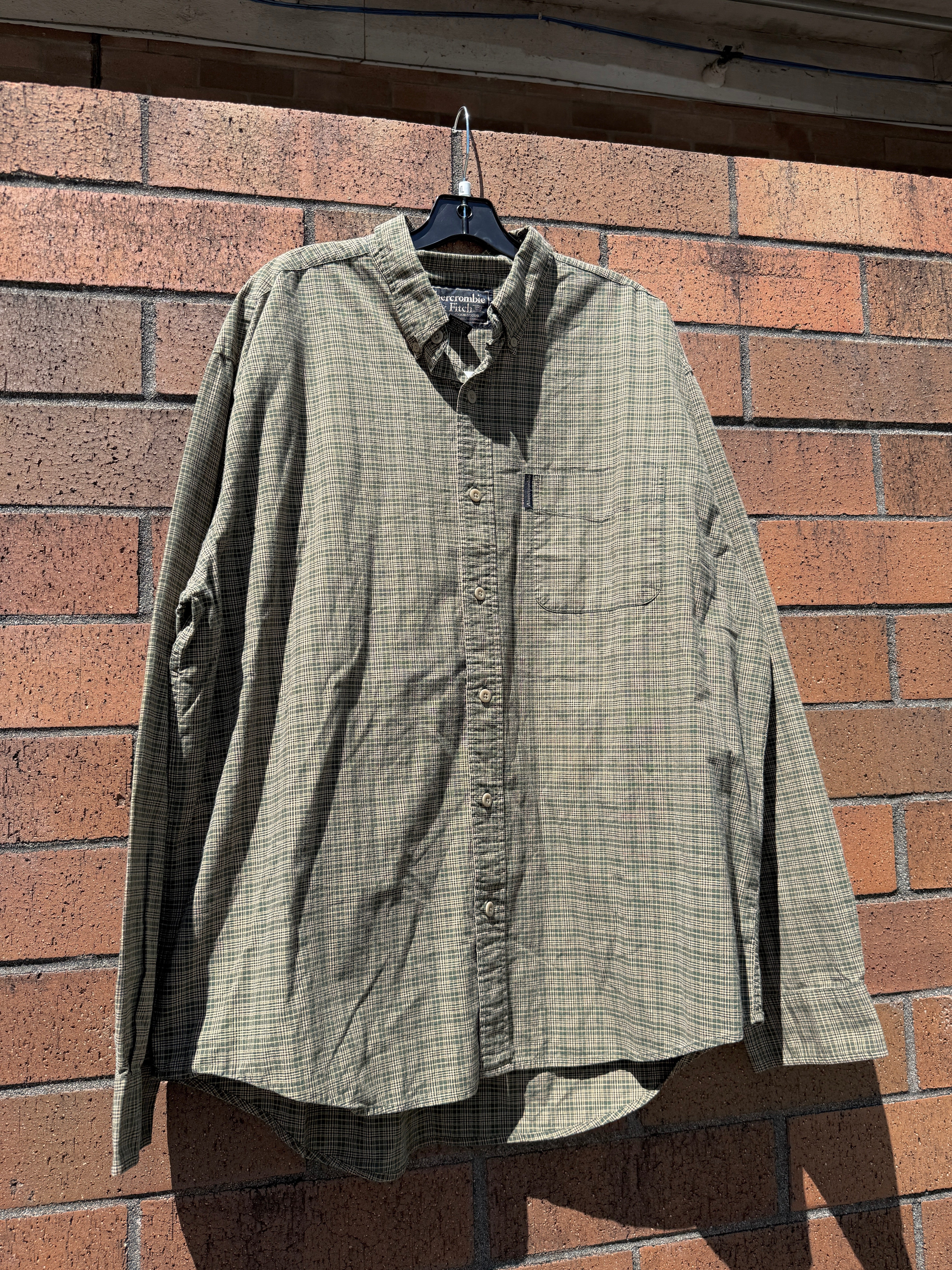 Y2K Abercrombie & Fitch Lightweight Earth Tone Plaid Flannel Size XL
