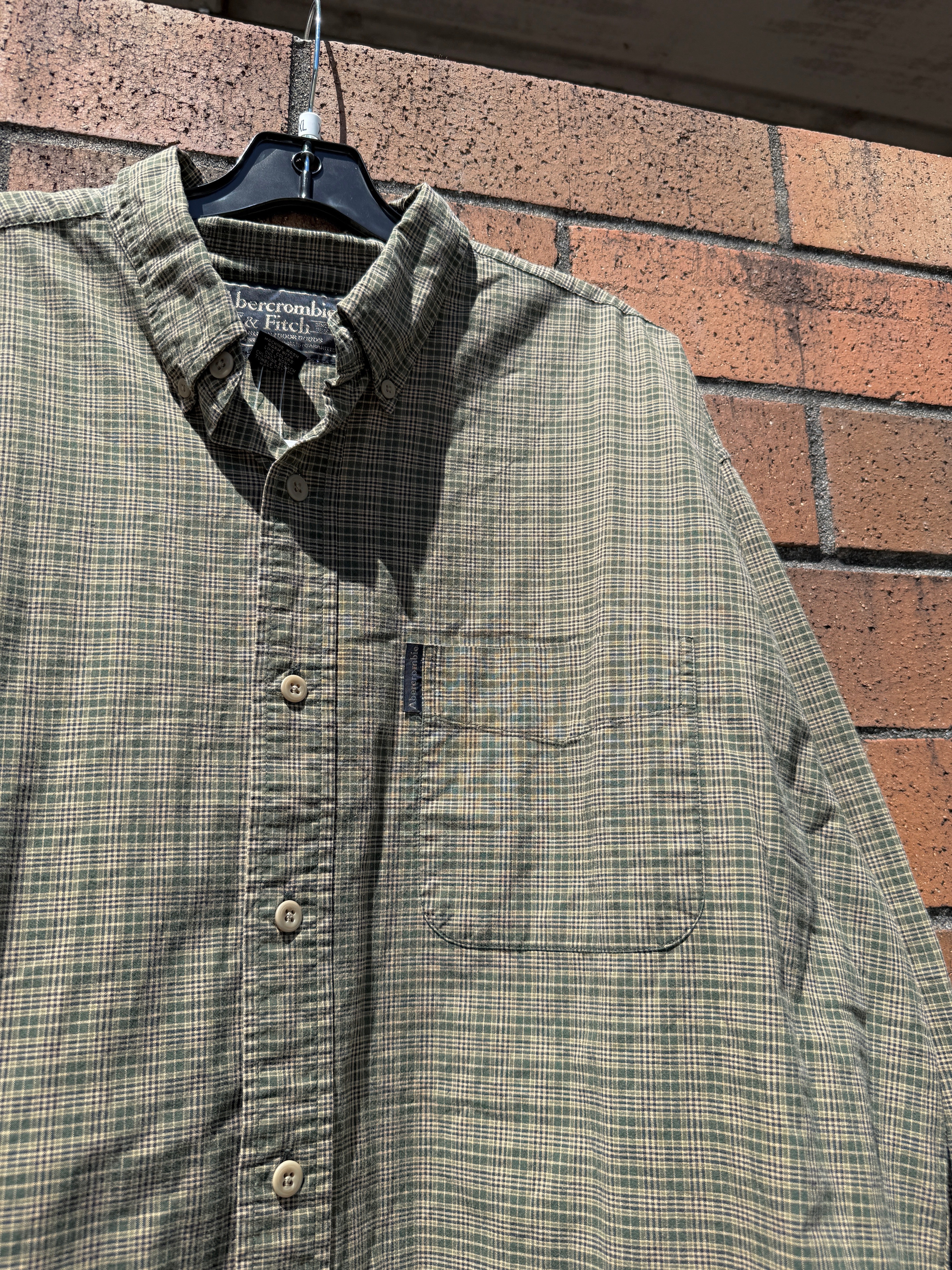 Y2K Abercrombie & Fitch Lightweight Earth Tone Plaid Flannel Size XL