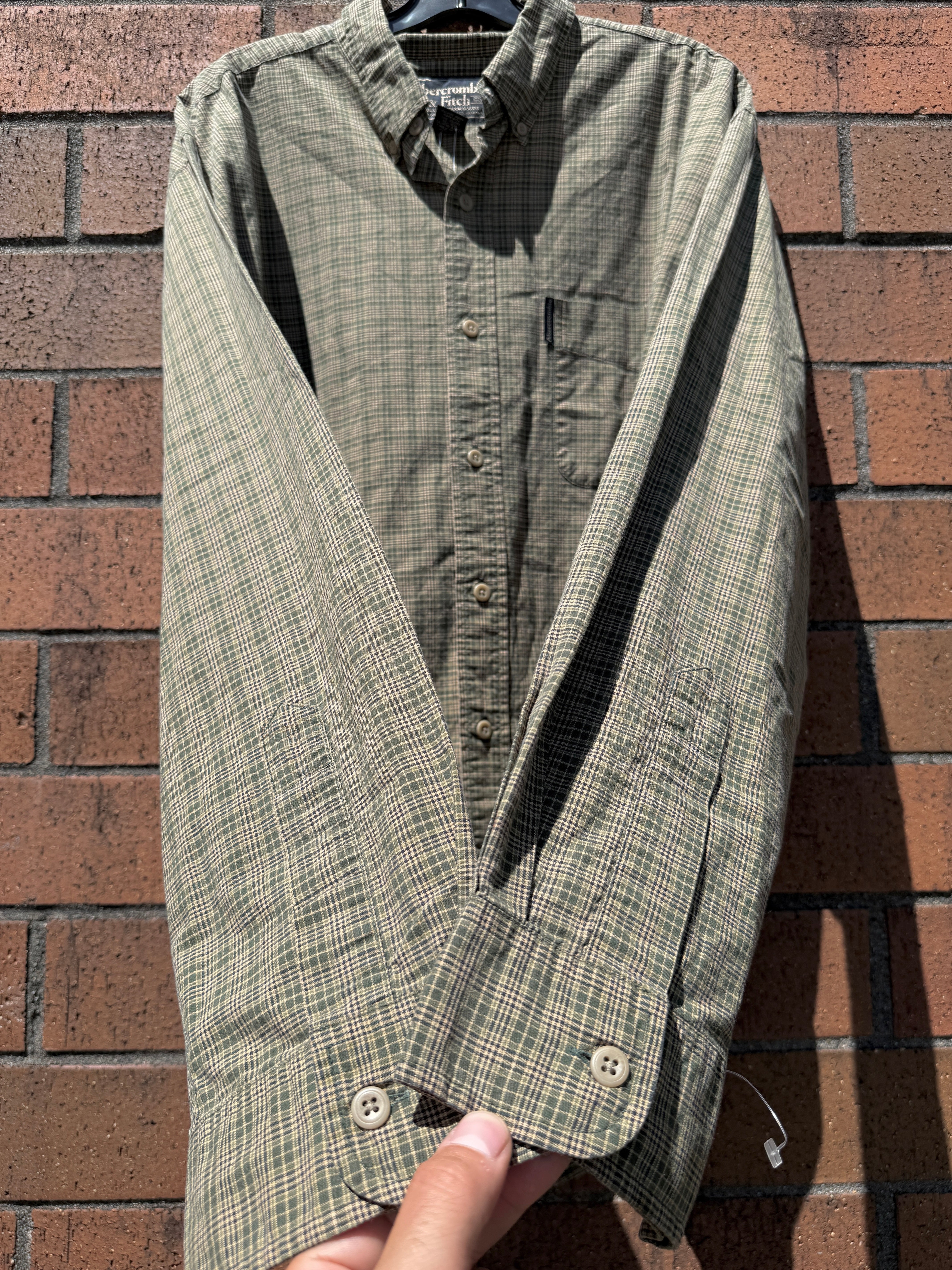 Y2K Abercrombie & Fitch Lightweight Earth Tone Plaid Flannel Size XL