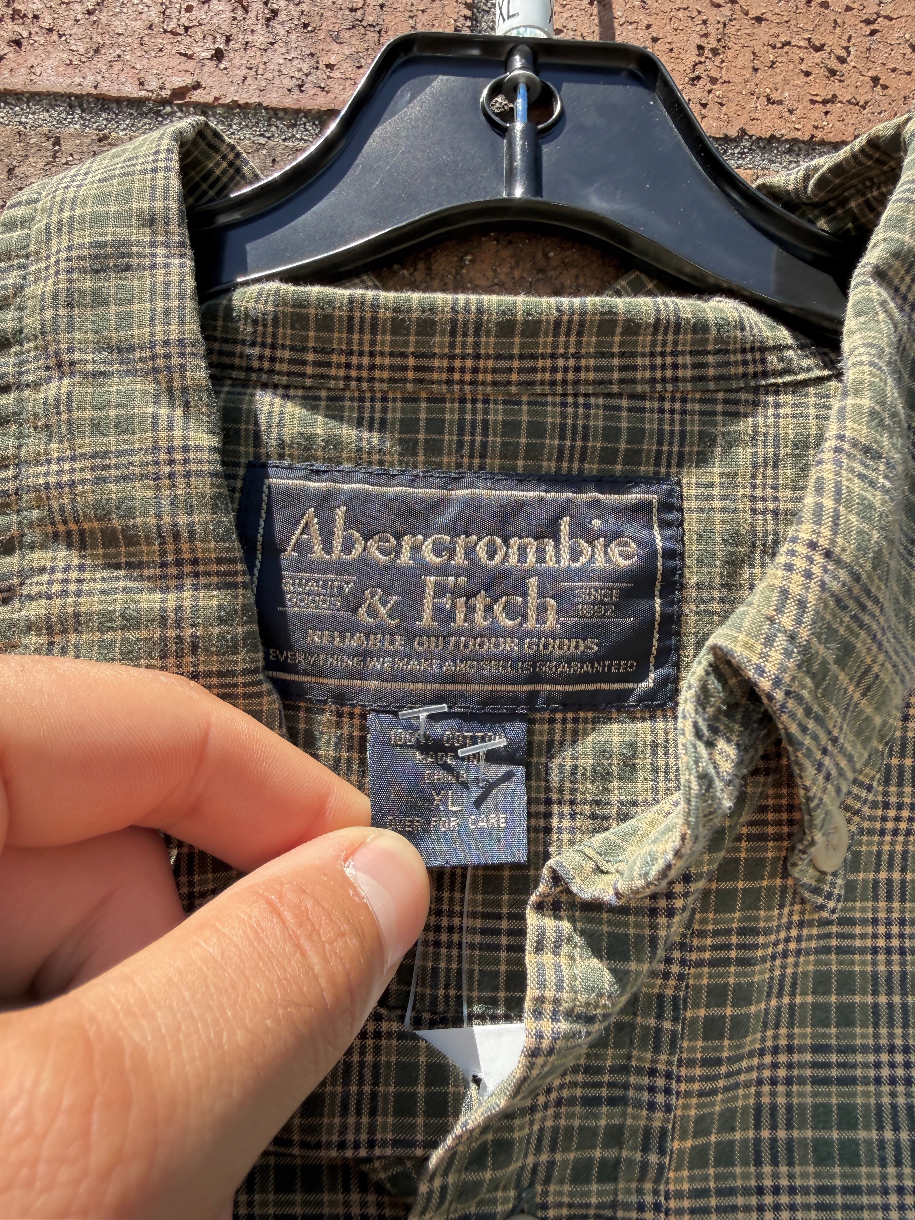 Y2K Abercrombie & Fitch Lightweight Earth Tone Plaid Flannel Size XL