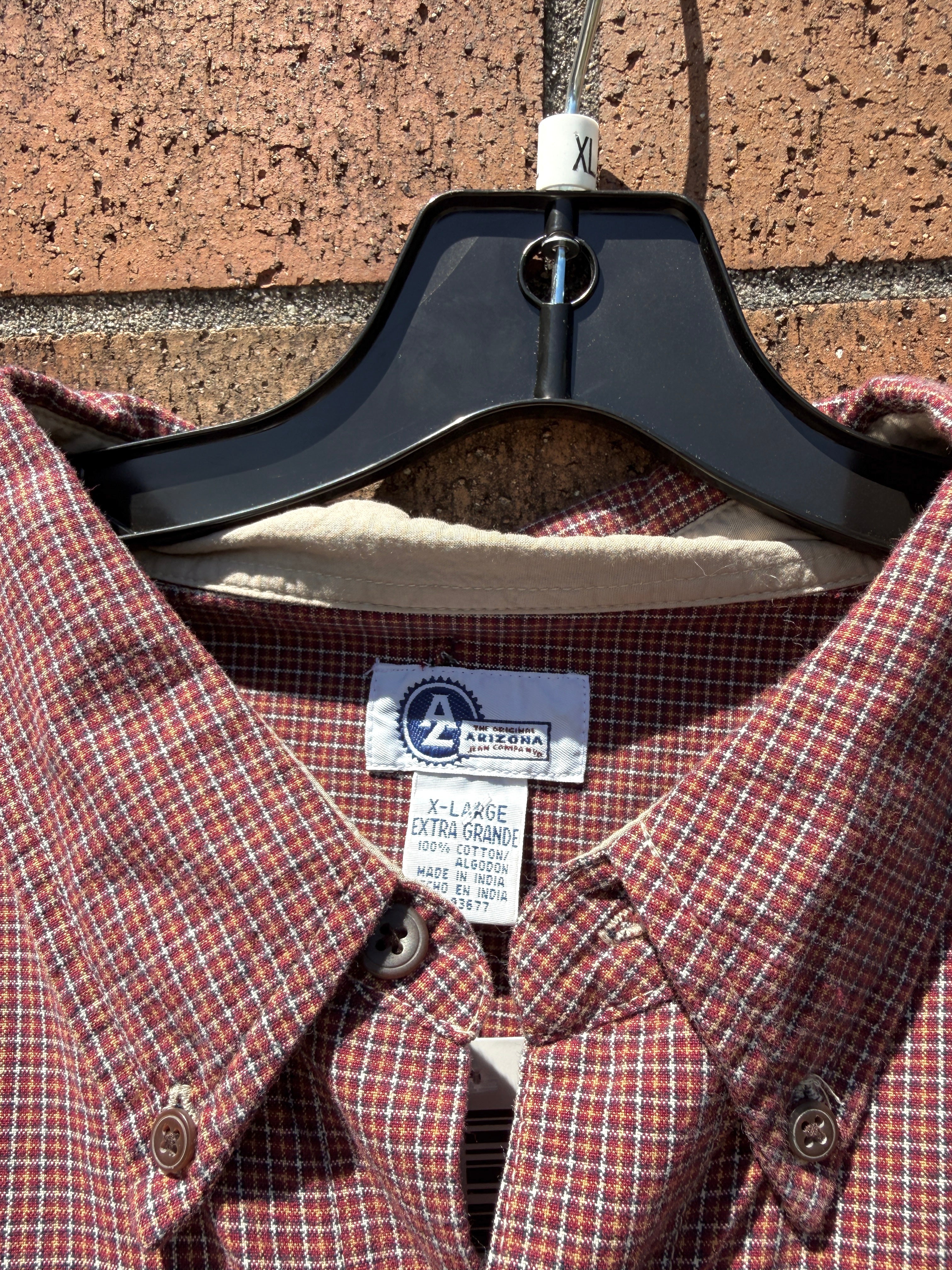 90s Arizona Jeans Co Red Micro Plaid Flannel Size XL