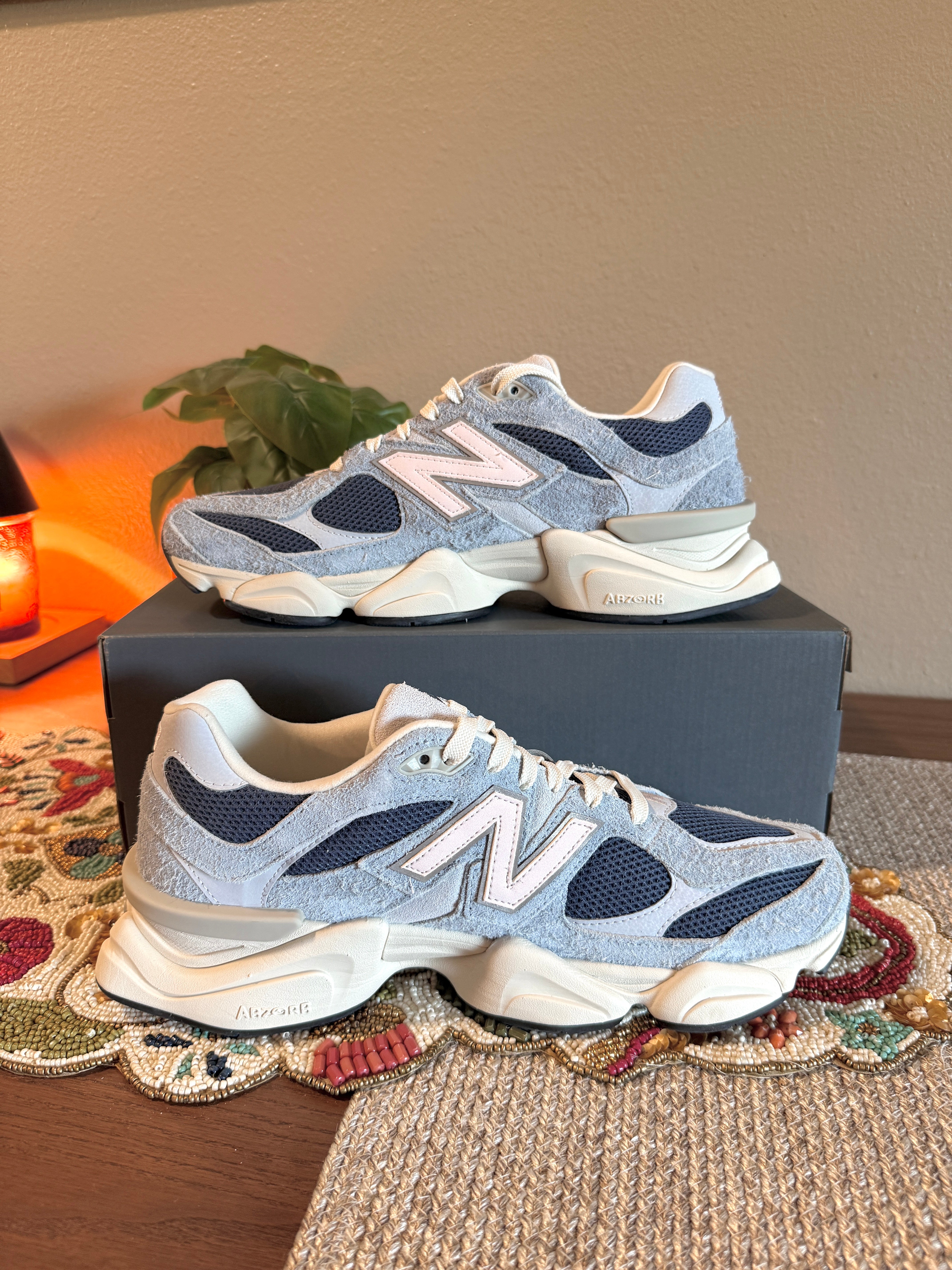 New Balance 9060 Light Arctic Grey Indigo Size 14