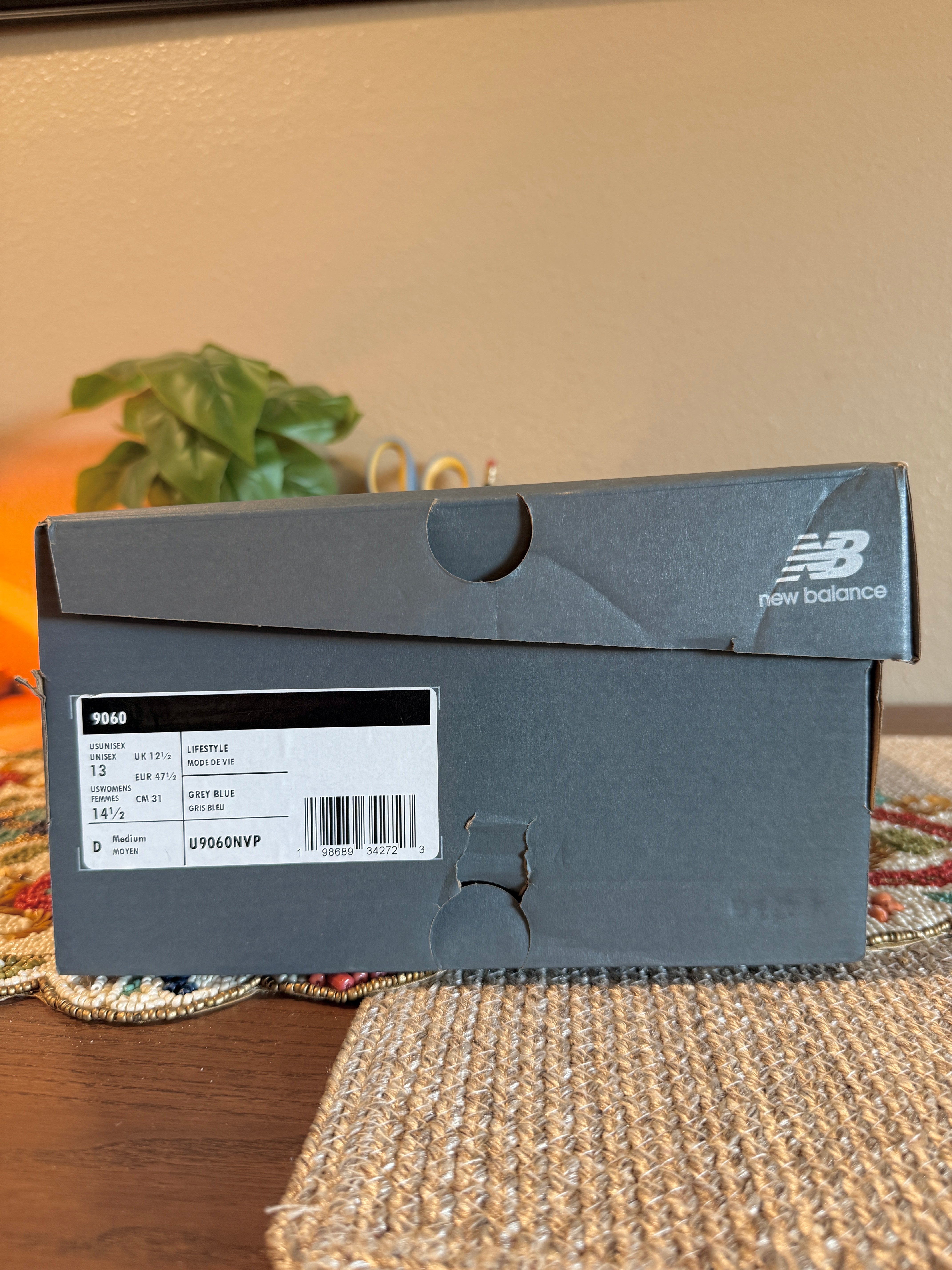 New Balance 9060 Light Arctic Grey Indigo Size 13