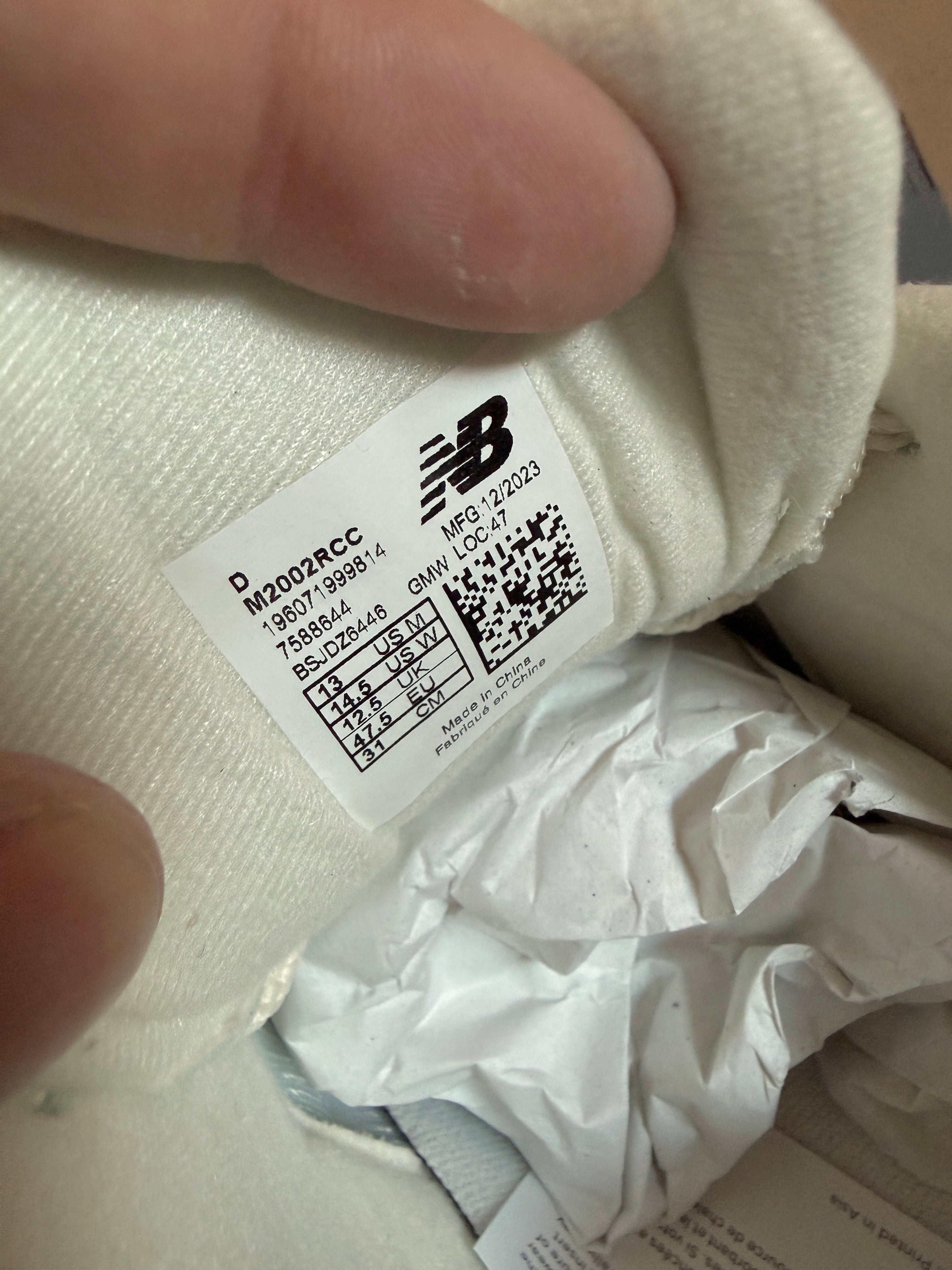 New Balance 2002R Off White Size 13