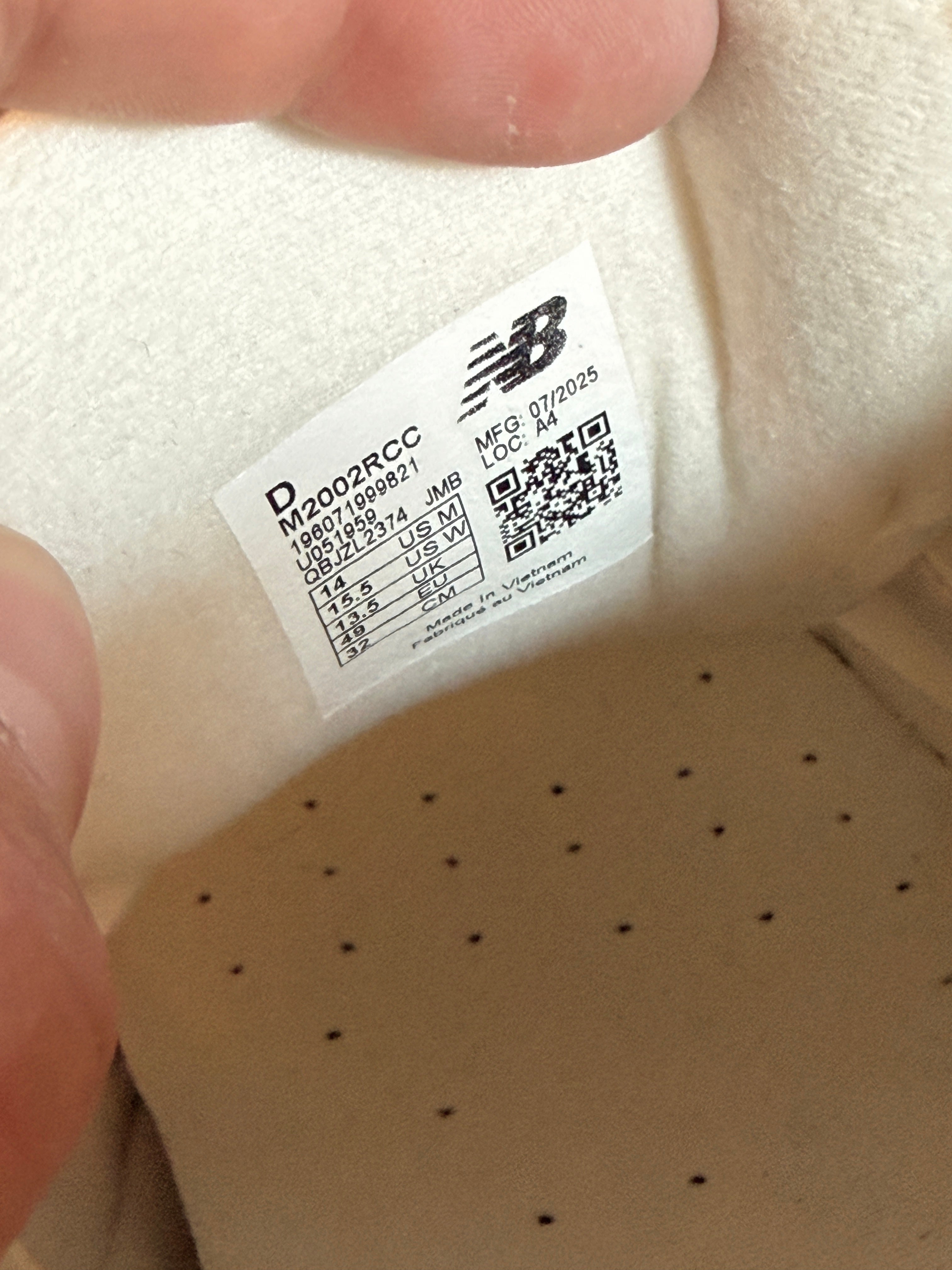 New Balance 2002R Off White Size 14