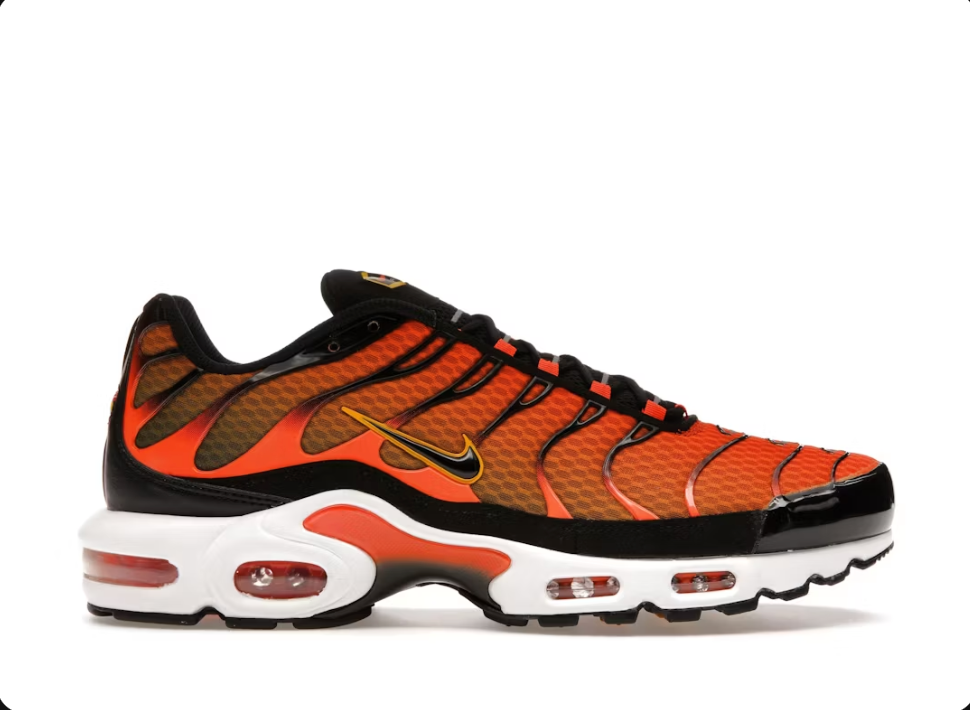 Nike Air Max Plus Safety Orange / Black Size 8.5 (BOX MISSING LID)