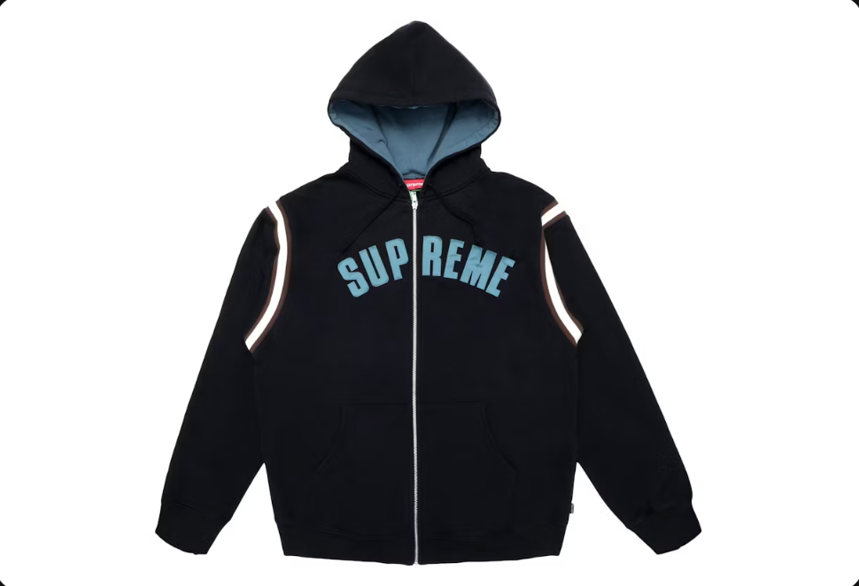 Supreme Jet Sleeve Zip Up Sweatshirt Black SS18 Sz M