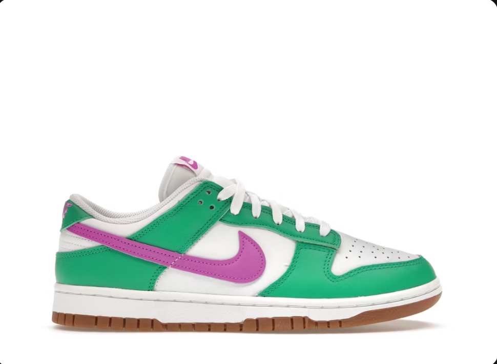 Nike Dunk Low White / Stadium Green / Fuchsia (Women's) Size 8W / 6.5M (USED)