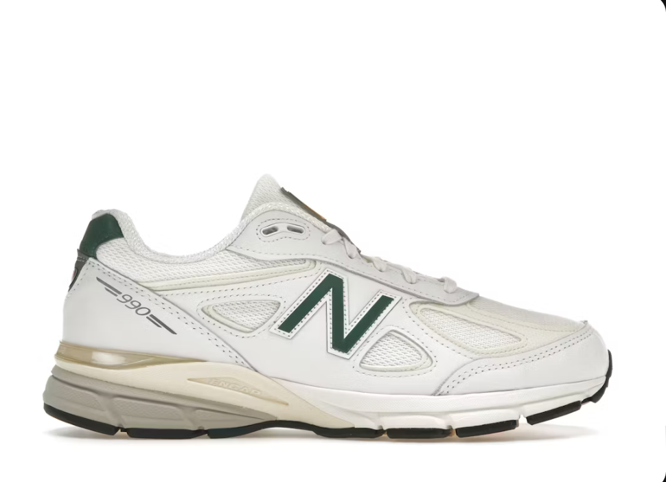 New Balance 990v4 MiUSA White Green Sz 8.5