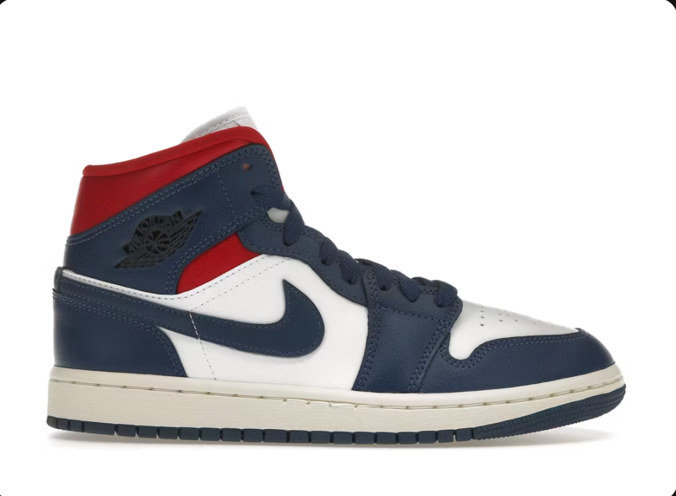 Jordan 1 Mid French Blue Gym Red Sz 9.5 Men's (NO BOX LID)