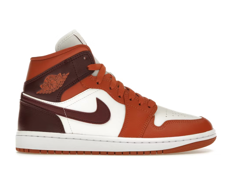 Jordan 1 Mid Dusty Peach / Night Maroon Sz 9.5 Men's (NO BOX LID)