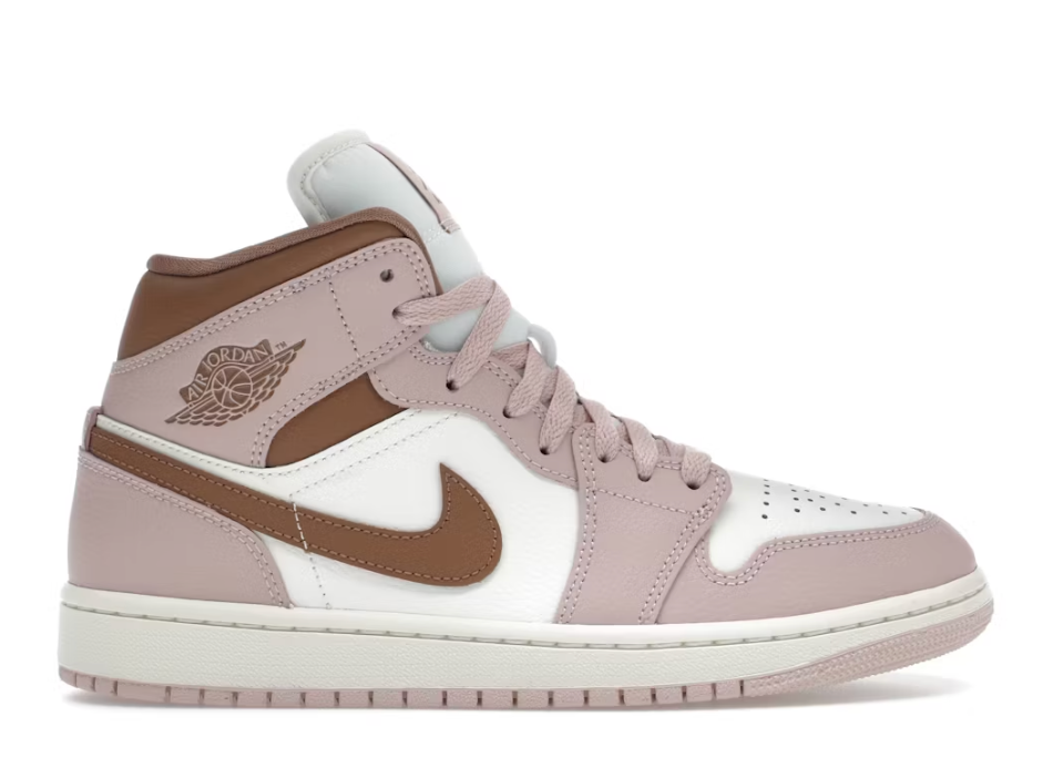 Jordan 1 Mid Pink / Oxford Brown SZ 8.5 Men's (NO BOX LID)