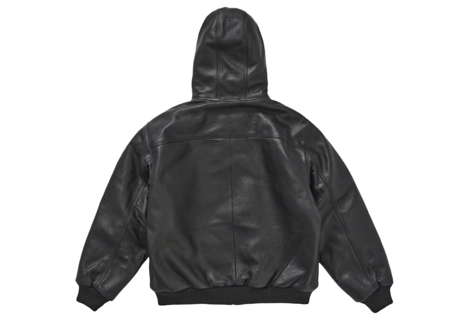 Supreme Dickies Hooded Leather Work Jacket Black Sz L