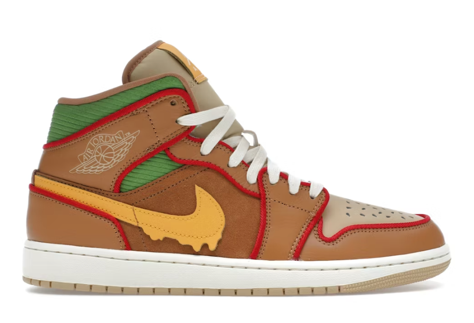 Jordan 1 Mid SE Cheeseburger SZ 12 MISSING LID